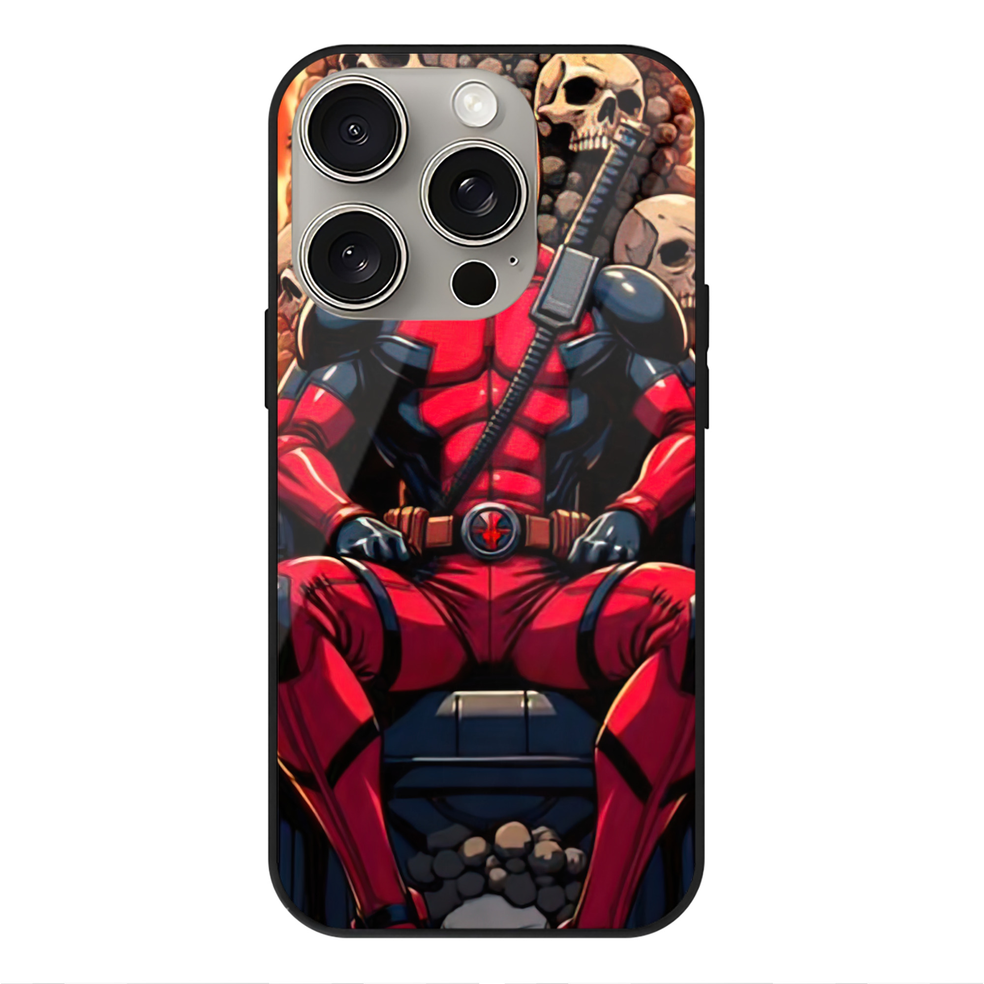 （画像用） Deadpool デッドプール 【iPhone15Pro対応】スマホケース 耐衝撃＆黄変防止 背面ガラス