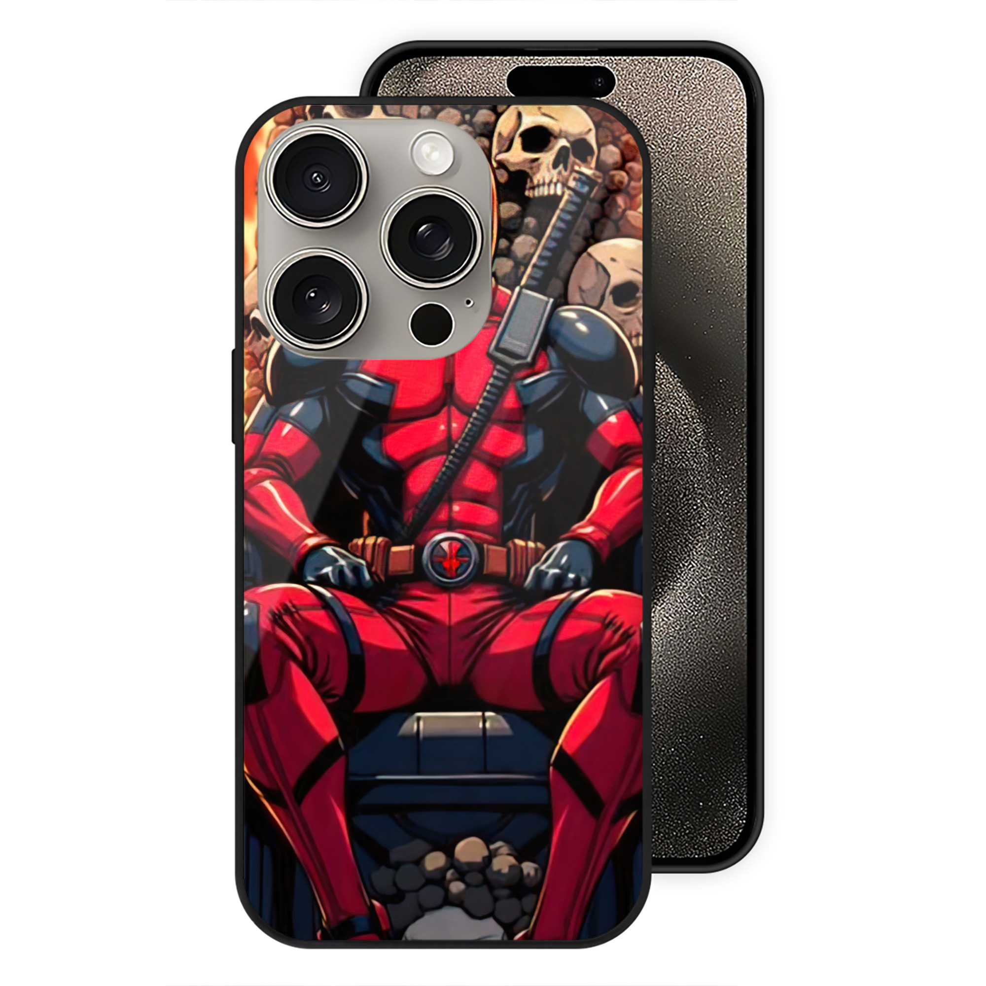 （画像用） Deadpool デッドプール 【iPhone15Pro対応】スマホケース 耐衝撃＆黄変防止 背面ガラス