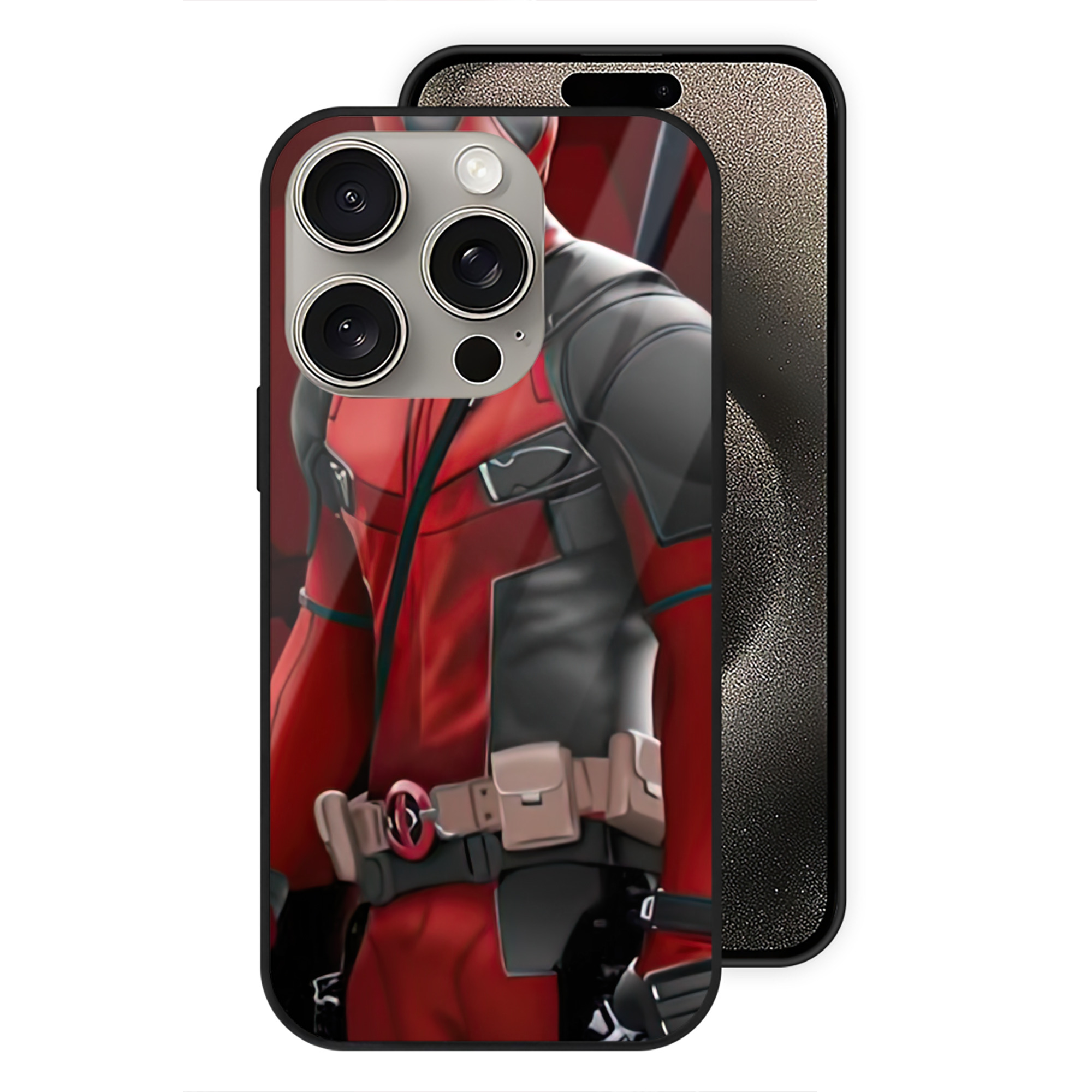 （画像用） Deadpool デッドプール 【iPhone15Pro対応】スマホケース 耐衝撃＆黄変防止 背面ガラス