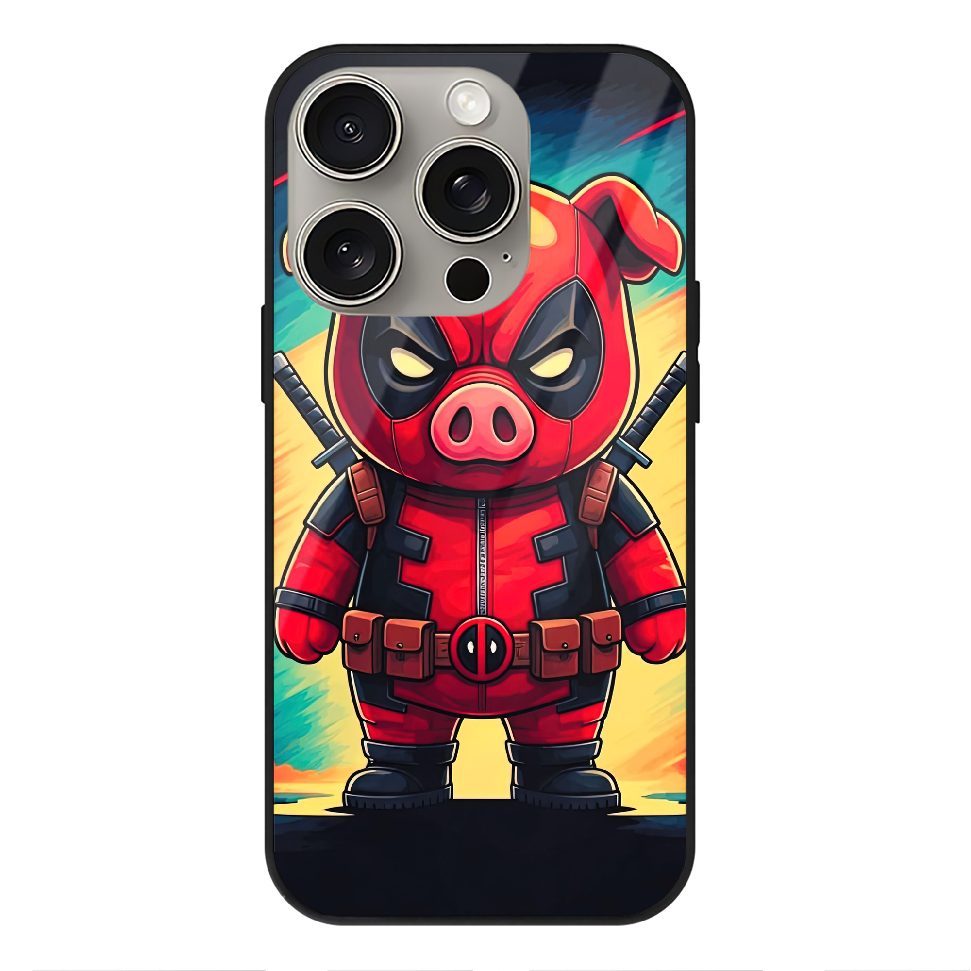 （画像用） Deadpool デッドプール 【iPhone15Pro対応】スマホケース 耐衝撃＆黄変防止 背面ガラス