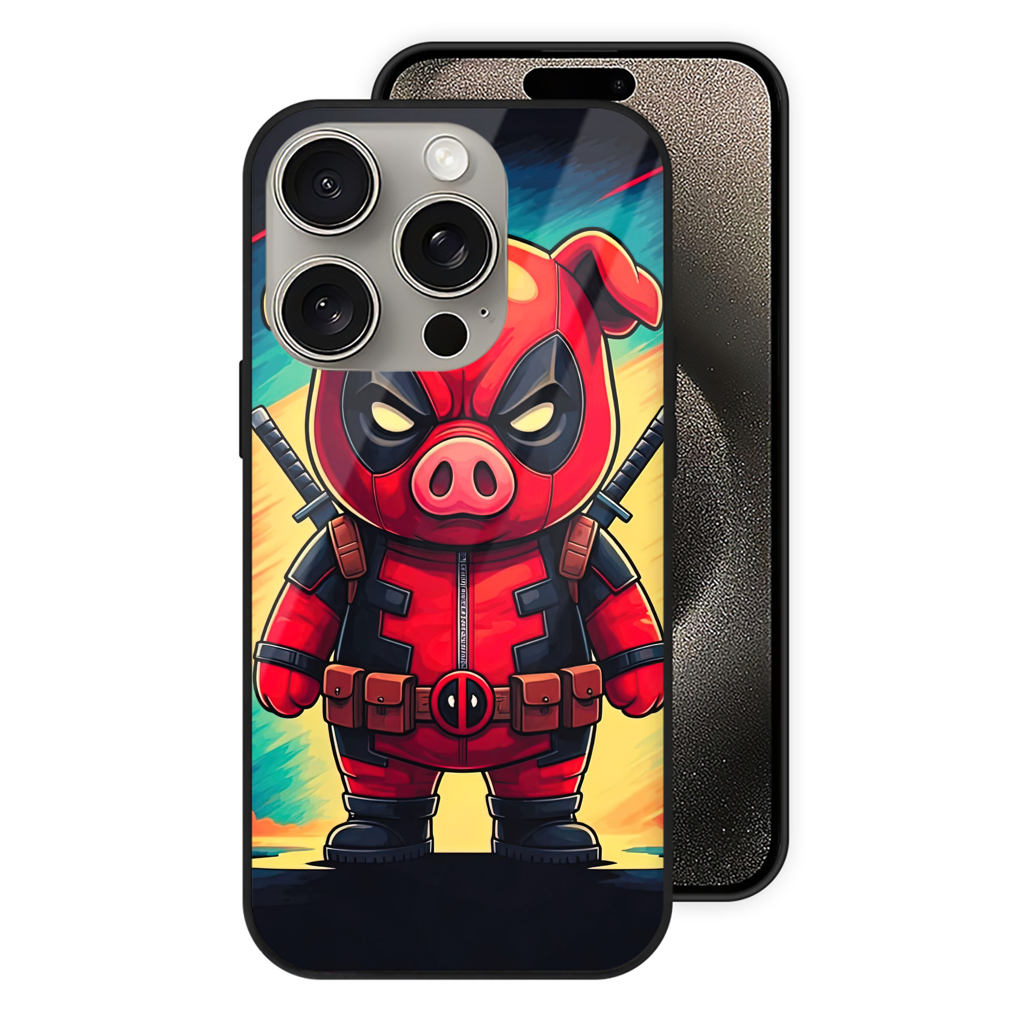 （画像用） Deadpool デッドプール 【iPhone15Pro対応】スマホケース 耐衝撃＆黄変防止 背面ガラス