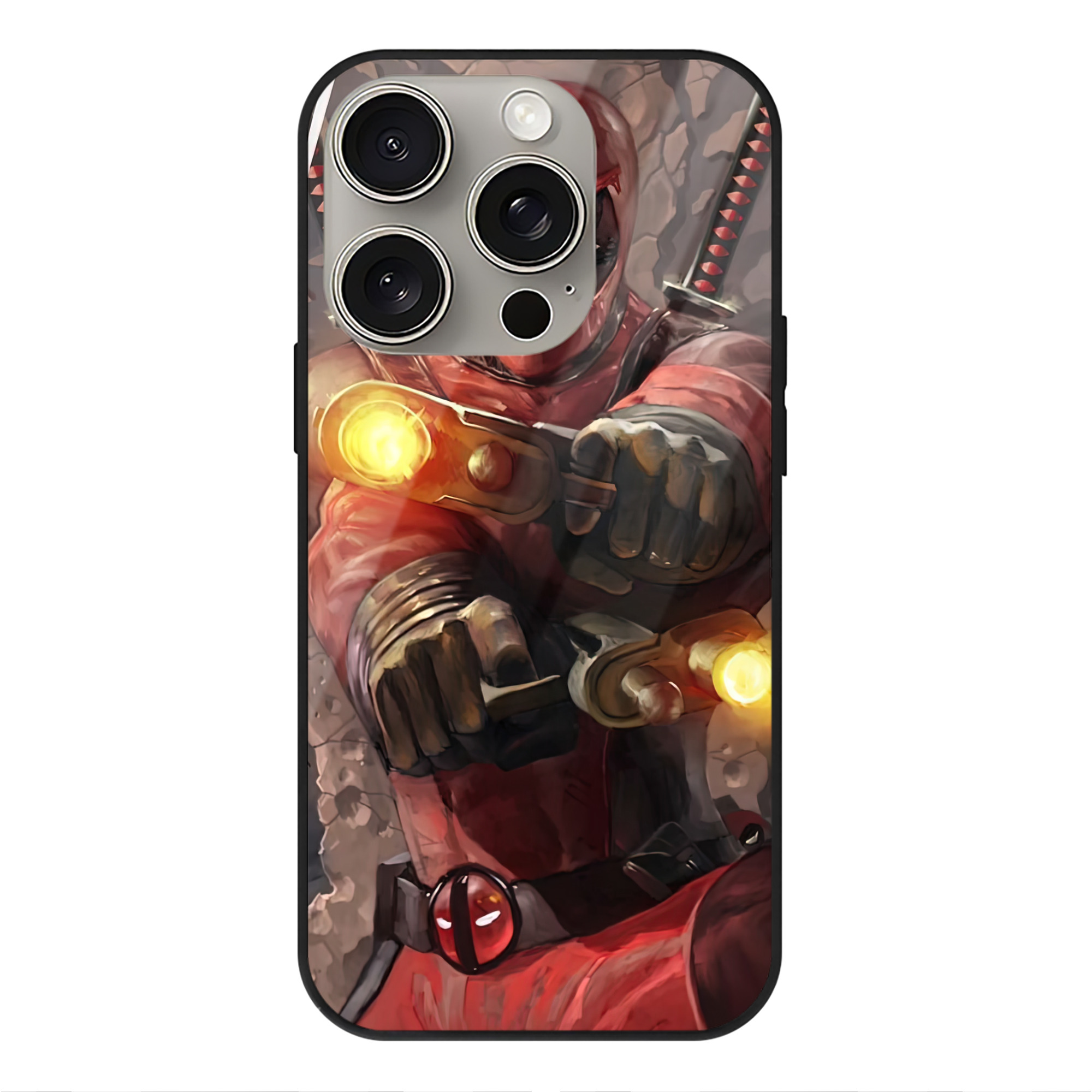 （画像用） Deadpool デッドプール 【iPhone15Pro対応】スマホケース 耐衝撃＆黄変防止 背面ガラス