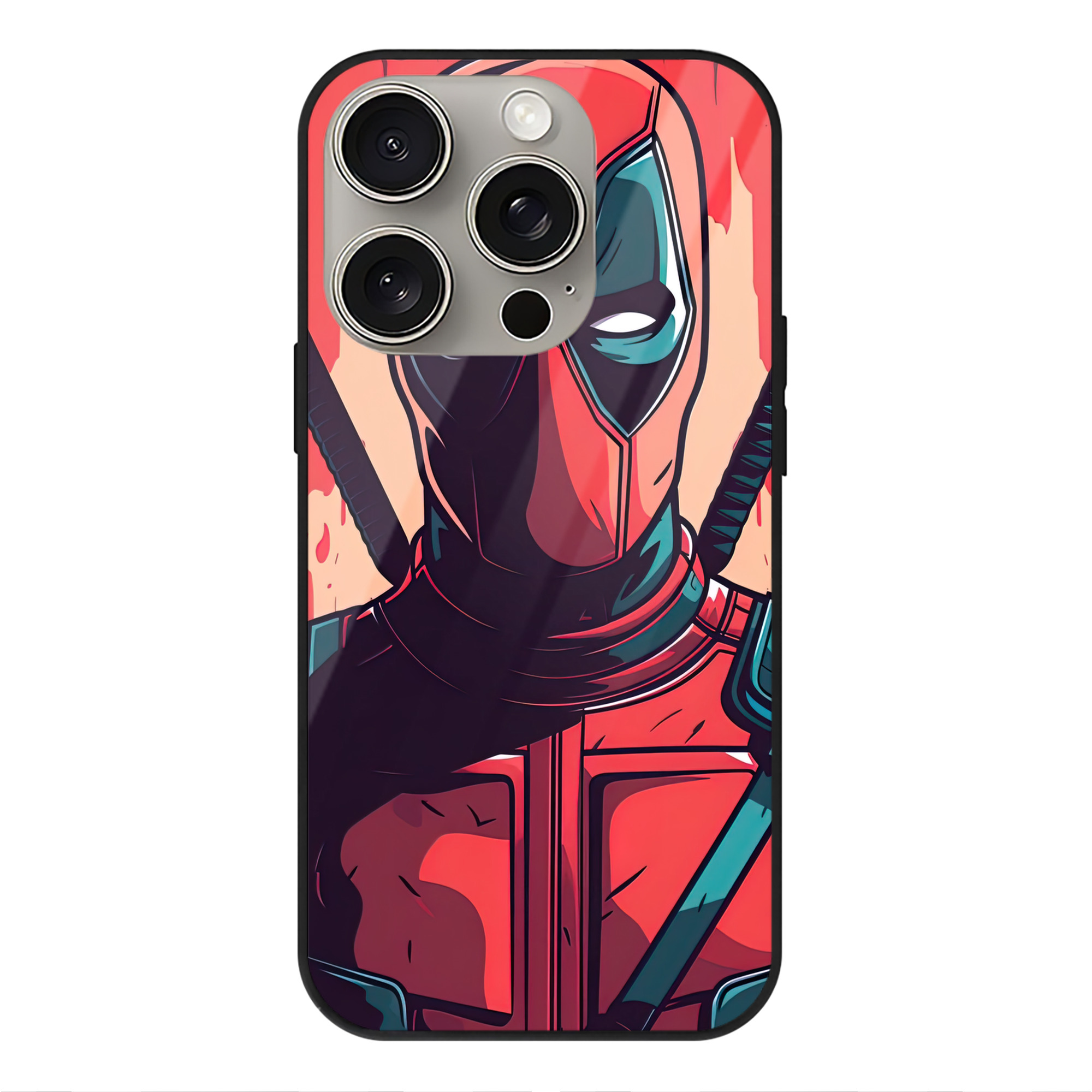 （画像用） Deadpool デッドプール 【iPhone15Pro対応】スマホケース 耐衝撃＆黄変防止 背面ガラス