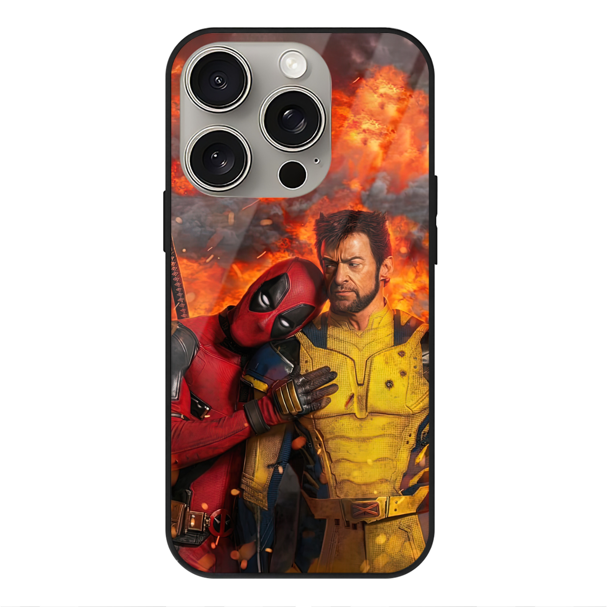 （画像用） Deadpool デッドプール 【iPhone15Pro対応】スマホケース 耐衝撃＆黄変防止 背面ガラス