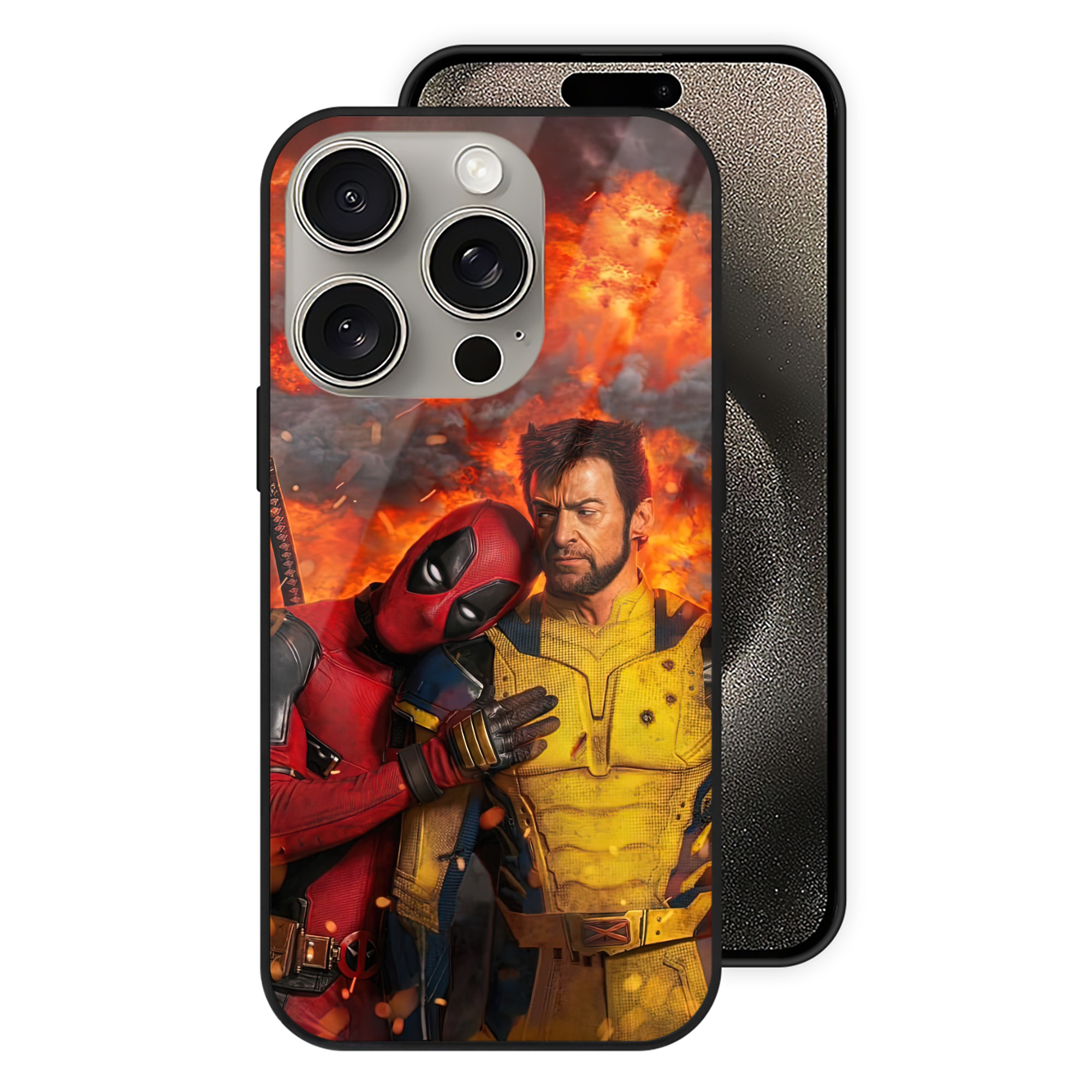 （画像用） Deadpool デッドプール 【iPhone15Pro対応】スマホケース 耐衝撃＆黄変防止 背面ガラス
