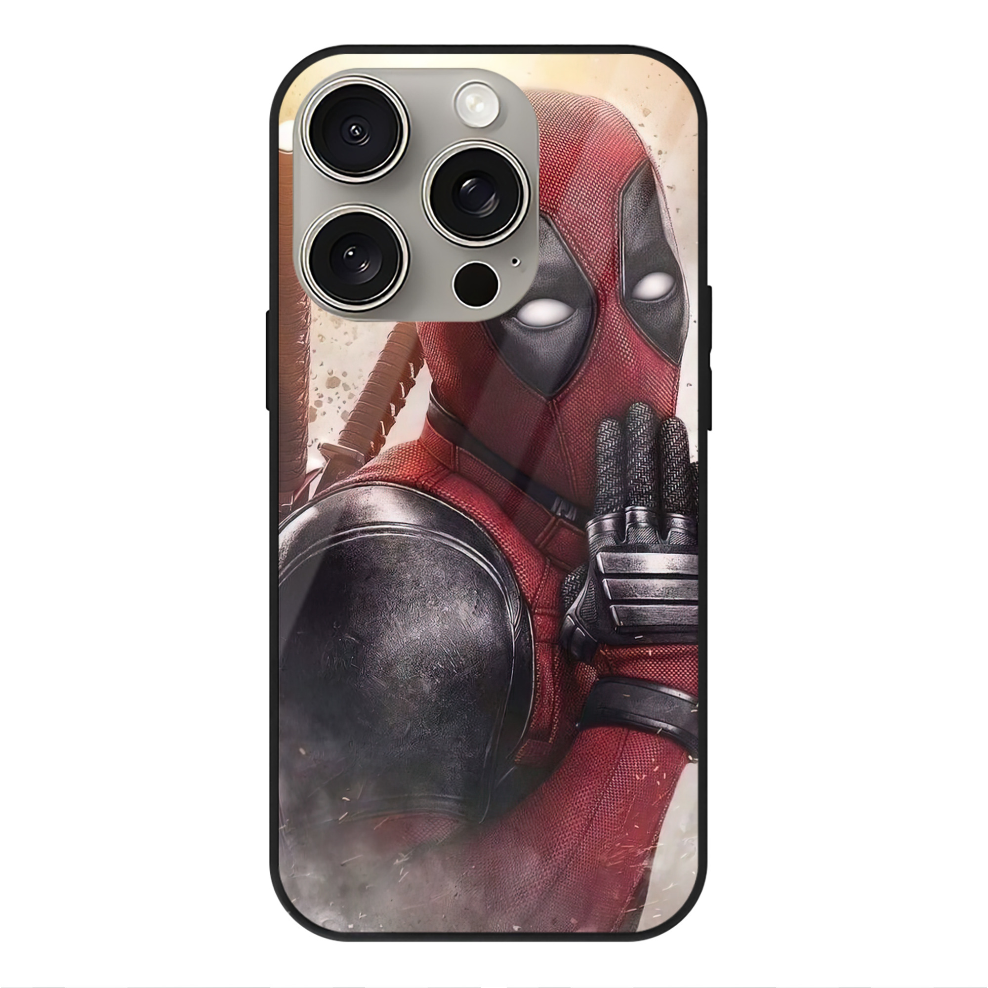 （画像用） Deadpool デッドプール 【iPhone15Pro対応】スマホケース 耐衝撃＆黄変防止 背面ガラス