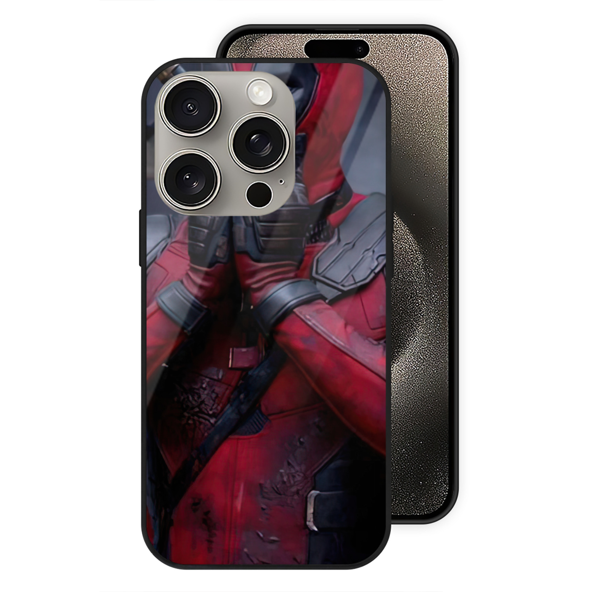 （画像用） Deadpool デッドプール 【iPhone15Pro対応】スマホケース 耐衝撃＆黄変防止 背面ガラス