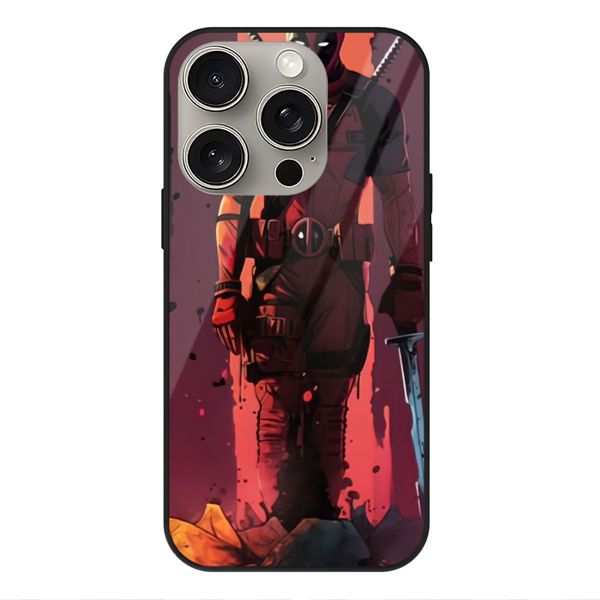 （画像用） Deadpool デッドプール 【iPhone15Pro対応】スマホケース 耐衝撃＆黄変防止 背面ガラス