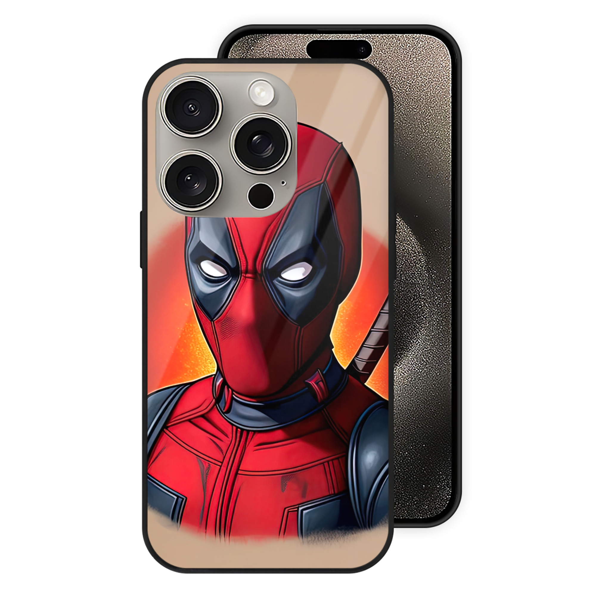 （画像用） Deadpool デッドプール 【iPhone15Pro対応】スマホケース 耐衝撃＆黄変防止 背面ガラス