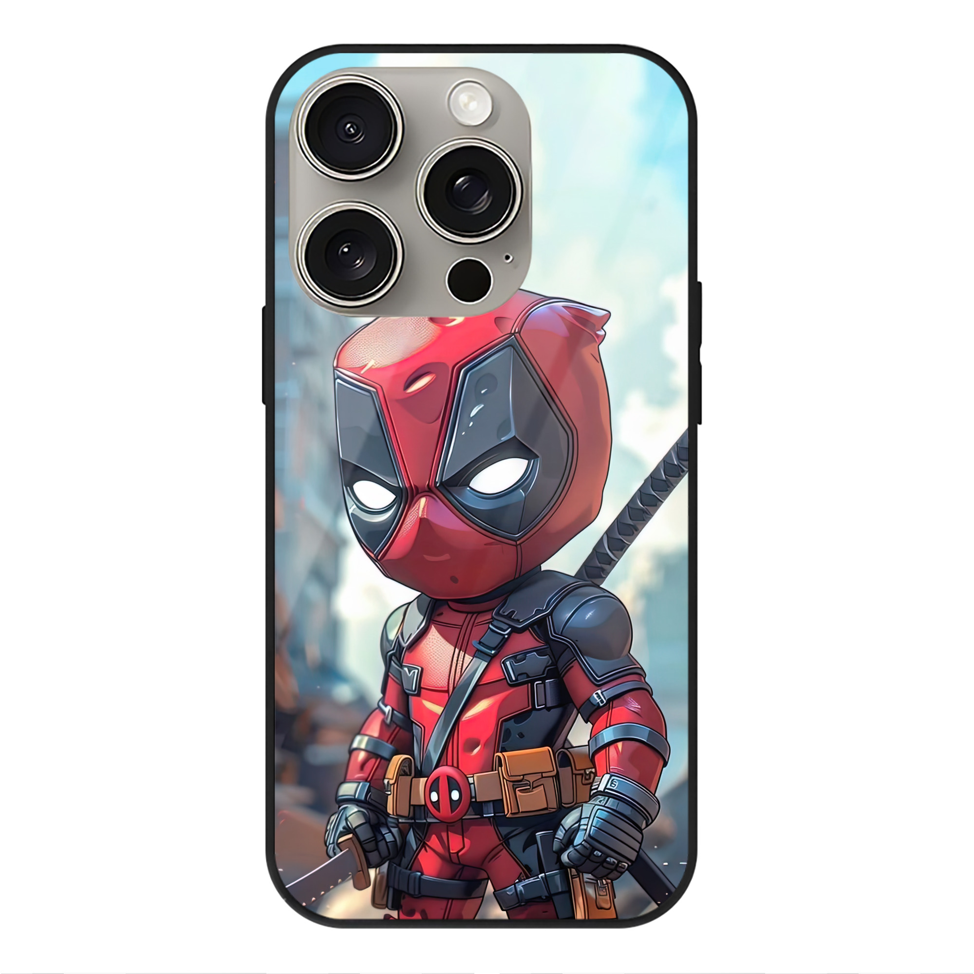 （画像用） Deadpool デッドプール 【iPhone15Pro対応】スマホケース 耐衝撃＆黄変防止 背面ガラス