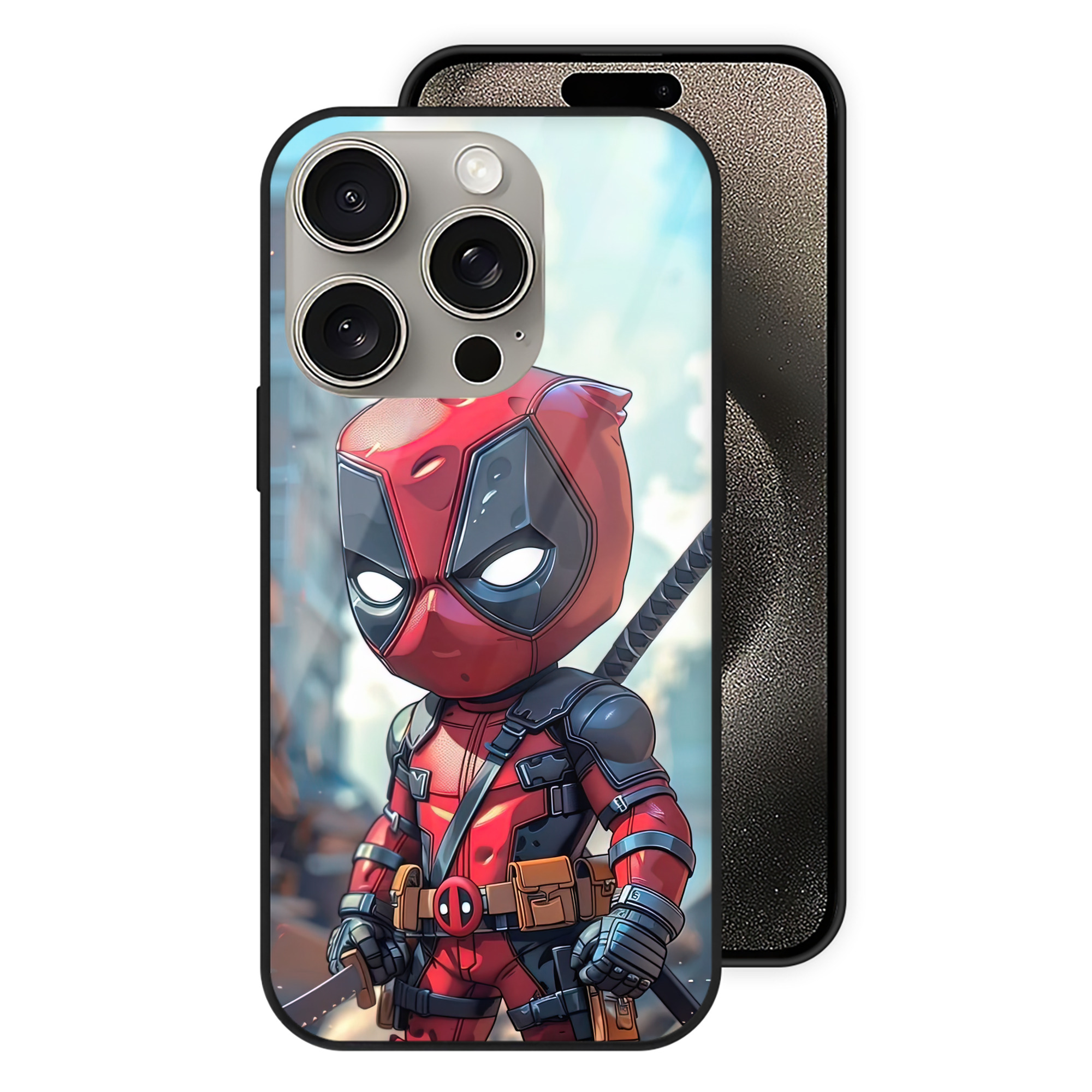 （画像用） Deadpool デッドプール 【iPhone15Pro対応】スマホケース 耐衝撃＆黄変防止 背面ガラス