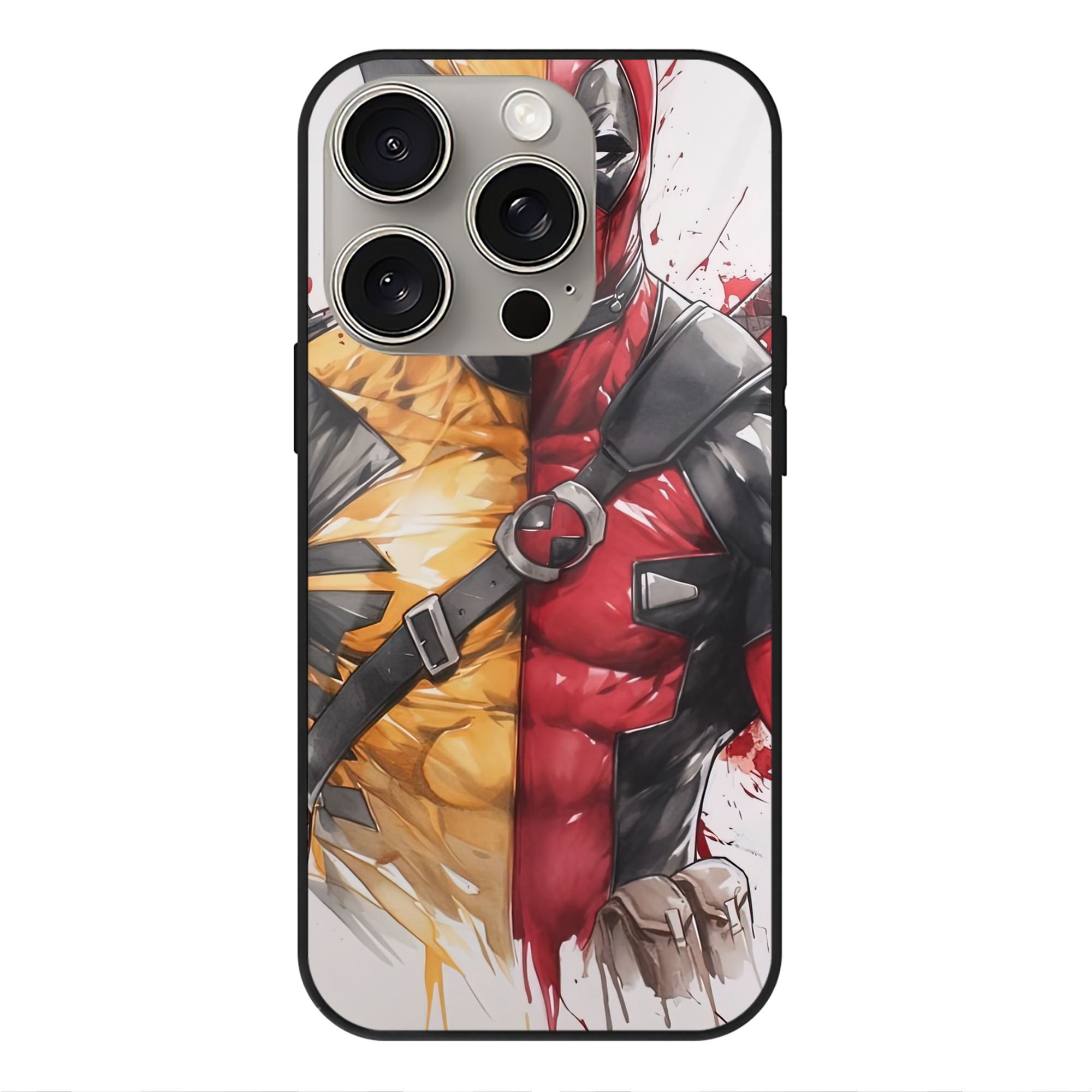 （画像用） Deadpool デッドプール 【iPhone15Pro対応】スマホケース 耐衝撃＆黄変防止 背面ガラス