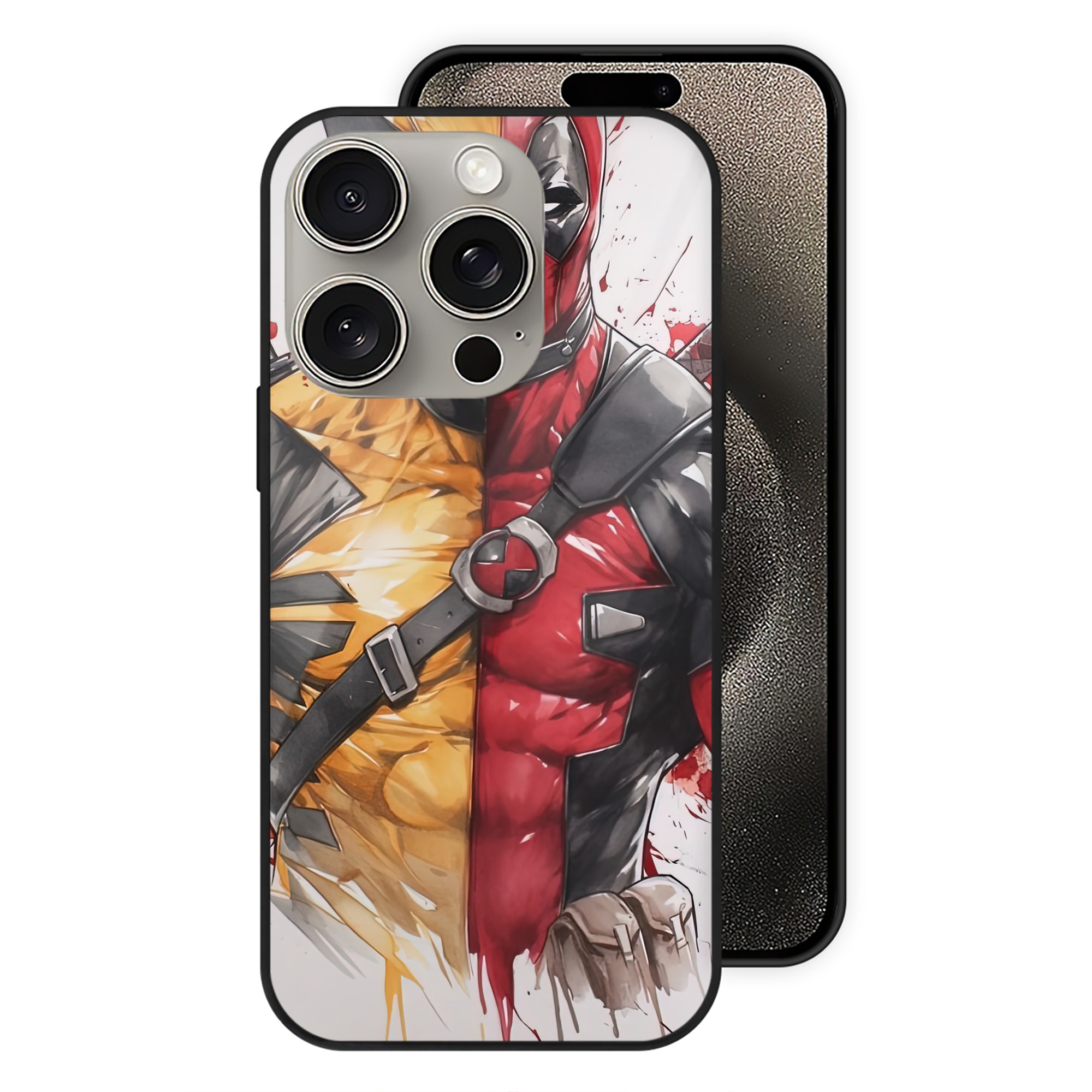 （画像用） Deadpool デッドプール 【iPhone15Pro対応】スマホケース 耐衝撃＆黄変防止 背面ガラス