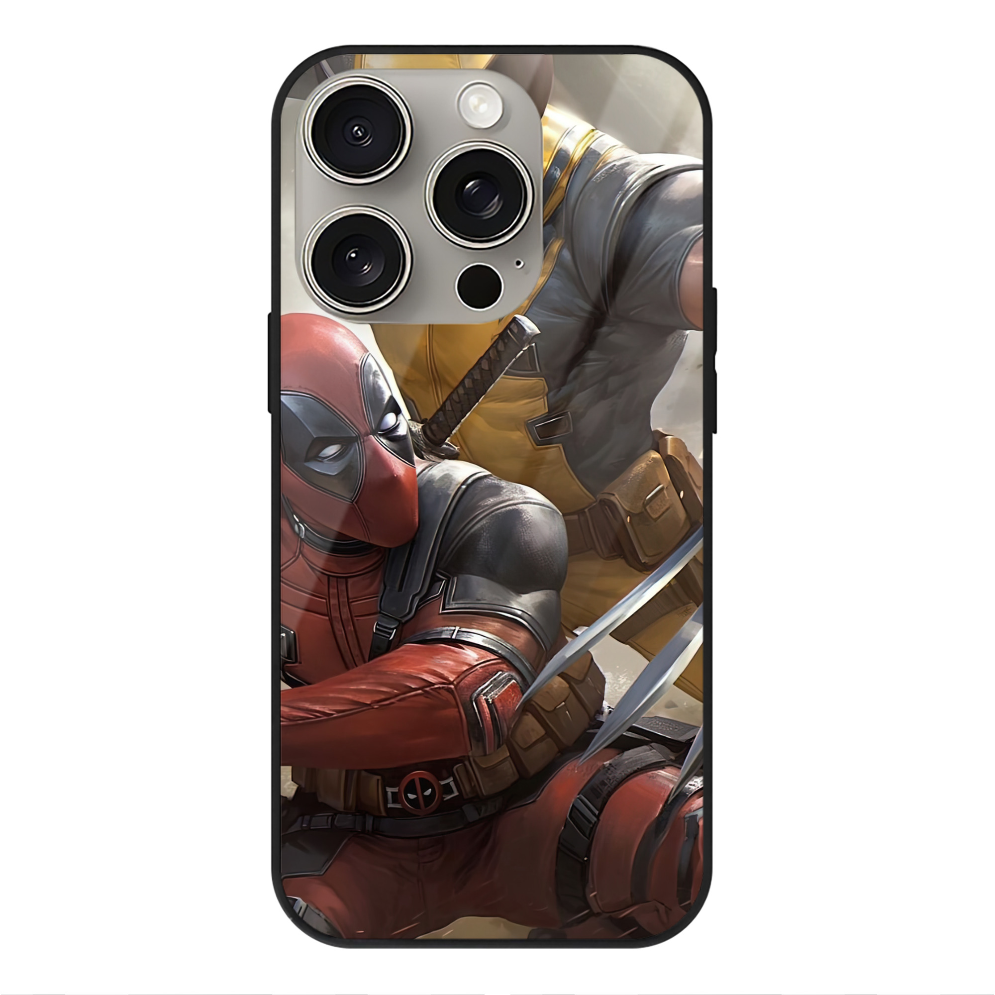 （画像用） Deadpool デッドプール 【iPhone15Pro対応】スマホケース 耐衝撃＆黄変防止 背面ガラス