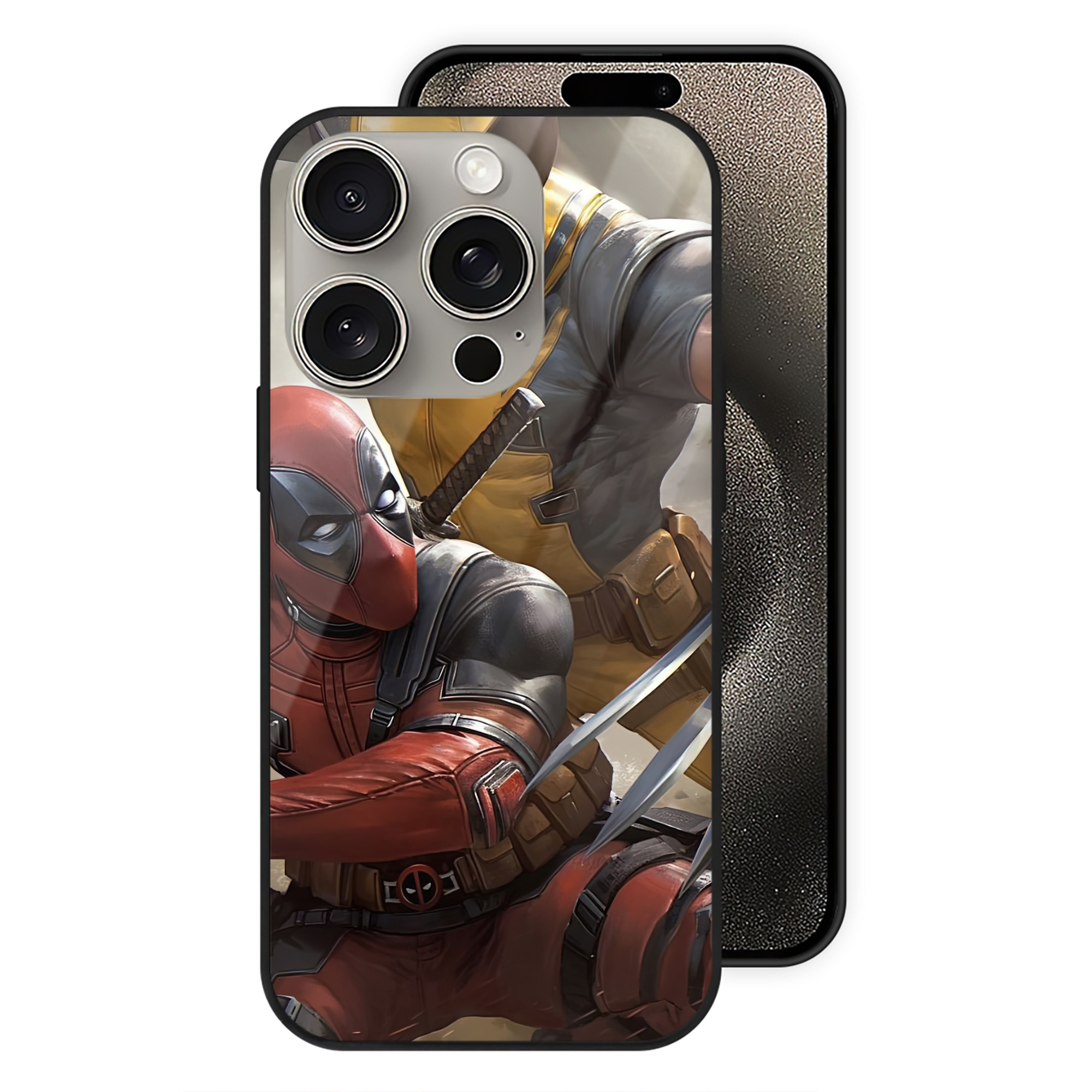（画像用） Deadpool デッドプール 【iPhone15Pro対応】スマホケース 耐衝撃＆黄変防止 背面ガラス