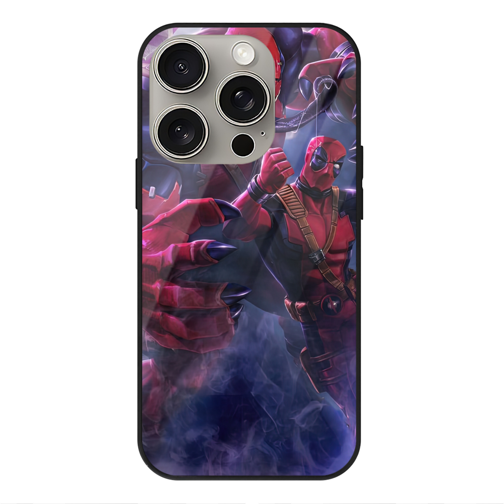 （画像用） Deadpool デッドプール 【iPhone15Pro対応】スマホケース 耐衝撃＆黄変防止 背面ガラス