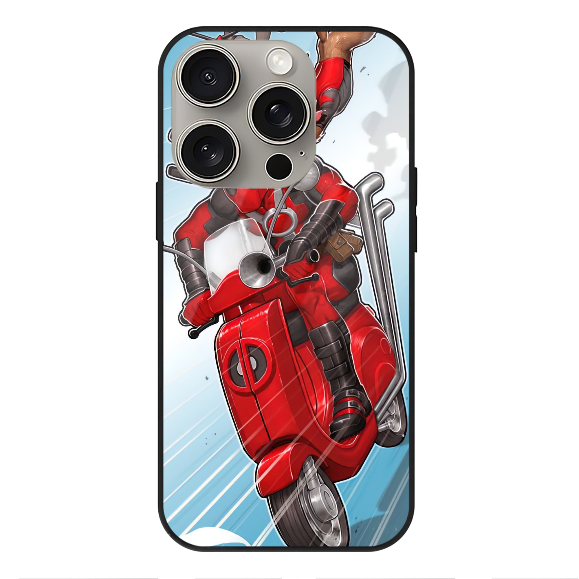 （画像用） Deadpool デッドプール 【iPhone15Pro対応】スマホケース 耐衝撃＆黄変防止 背面ガラス