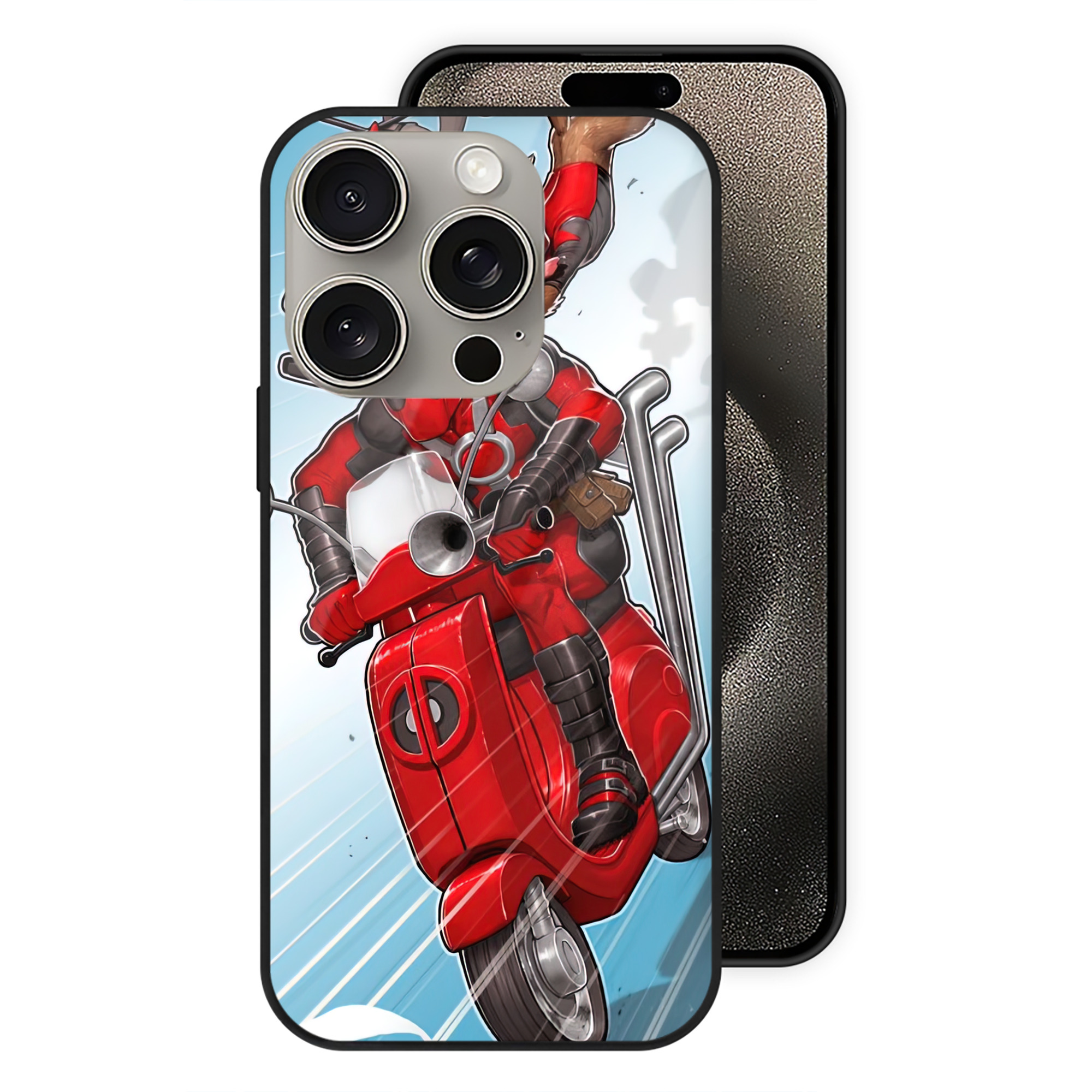 （画像用） Deadpool デッドプール 【iPhone15Pro対応】スマホケース 耐衝撃＆黄変防止 背面ガラス