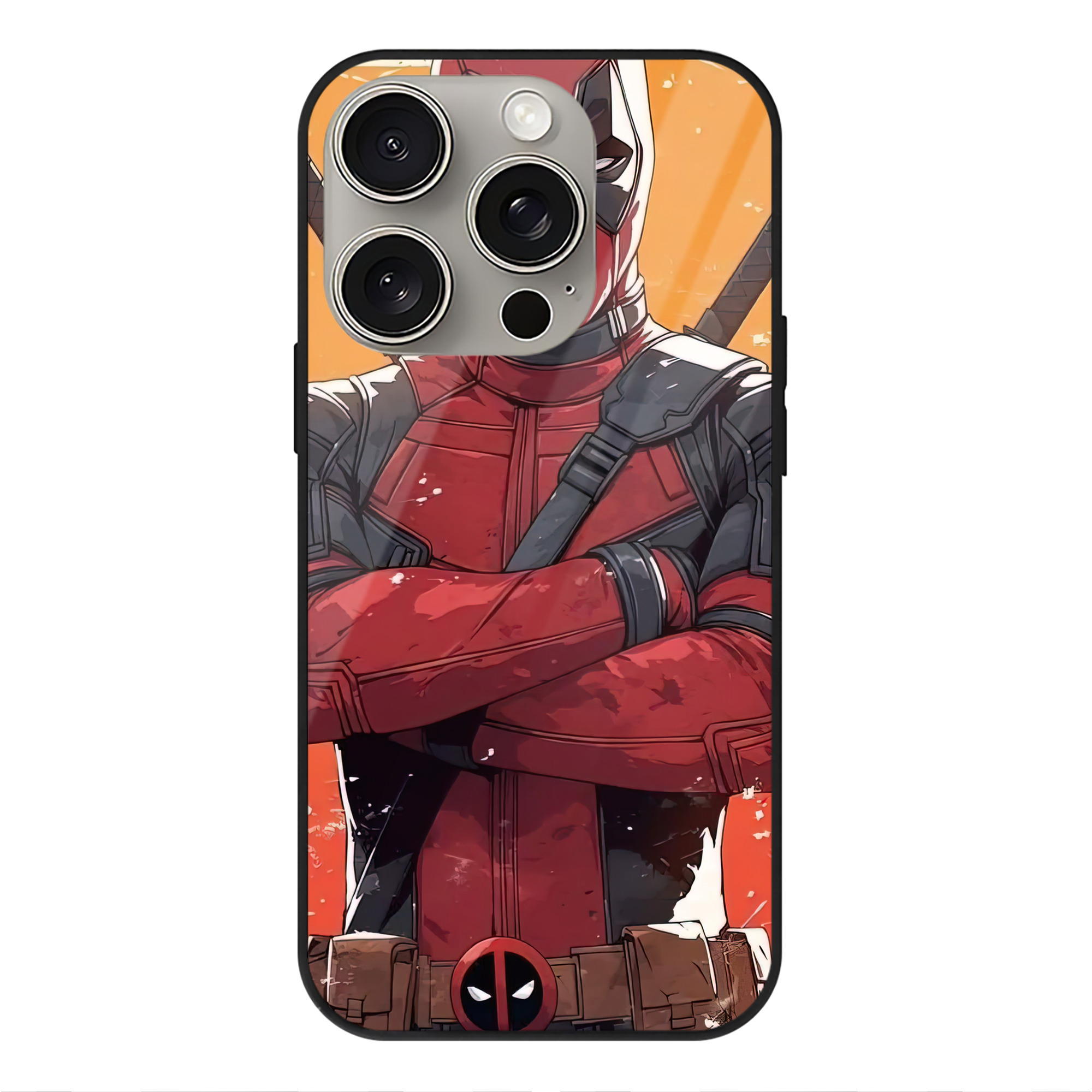 （画像用） Deadpool デッドプール 【iPhone15Pro対応】スマホケース 耐衝撃＆黄変防止 背面ガラス