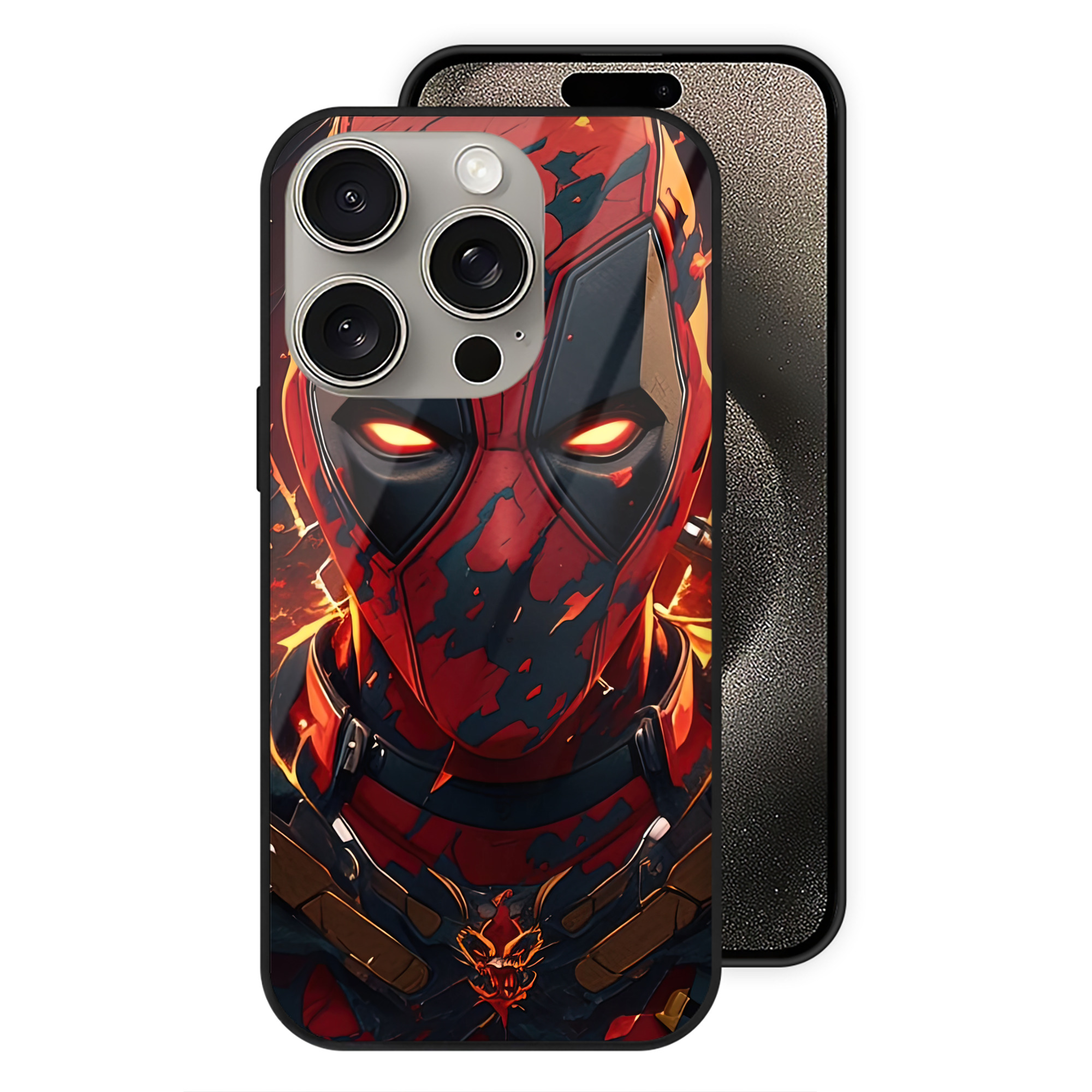 （画像用） Deadpool デッドプール 【iPhone15Pro対応】スマホケース 耐衝撃＆黄変防止 背面ガラス