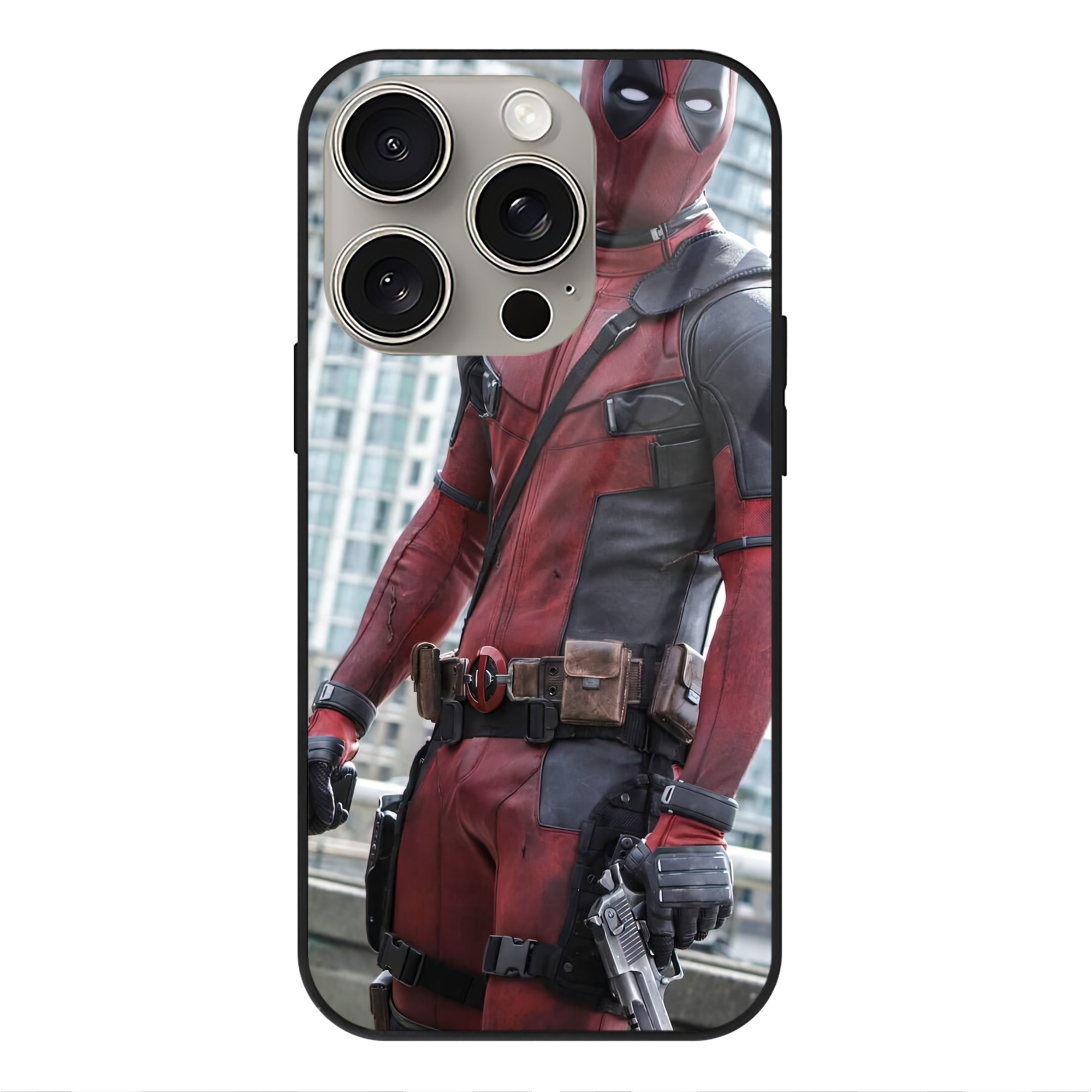 （画像用） Deadpool デッドプール 【iPhone15Pro対応】スマホケース 耐衝撃＆黄変防止 背面ガラス