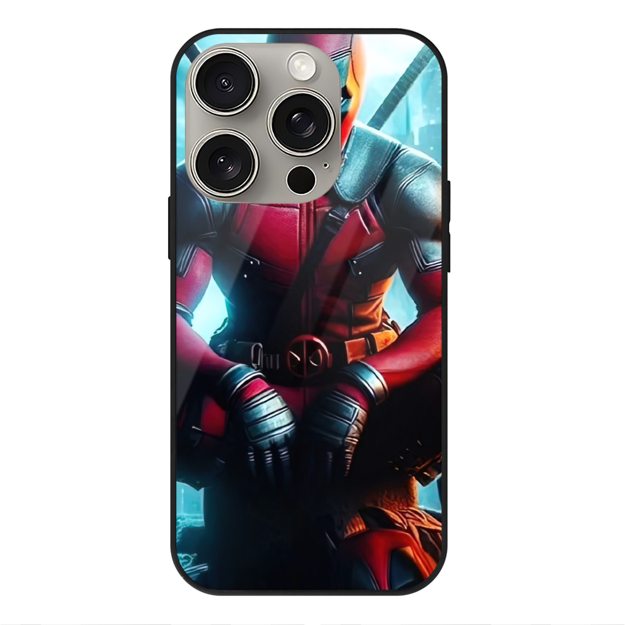 （画像用） Deadpool デッドプール 【iPhone15Pro対応】スマホケース 耐衝撃＆黄変防止 背面ガラス