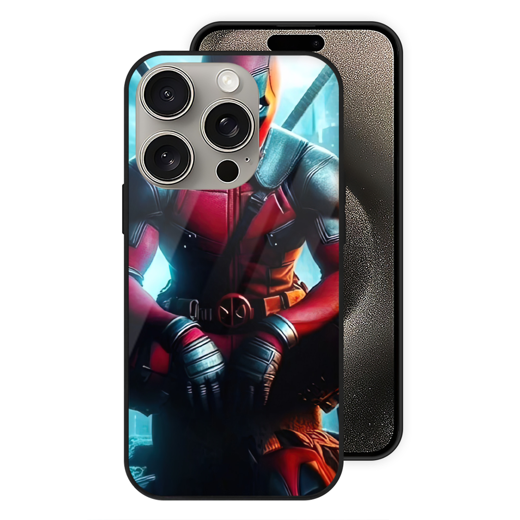 （画像用） Deadpool デッドプール 【iPhone15Pro対応】スマホケース 耐衝撃＆黄変防止 背面ガラス