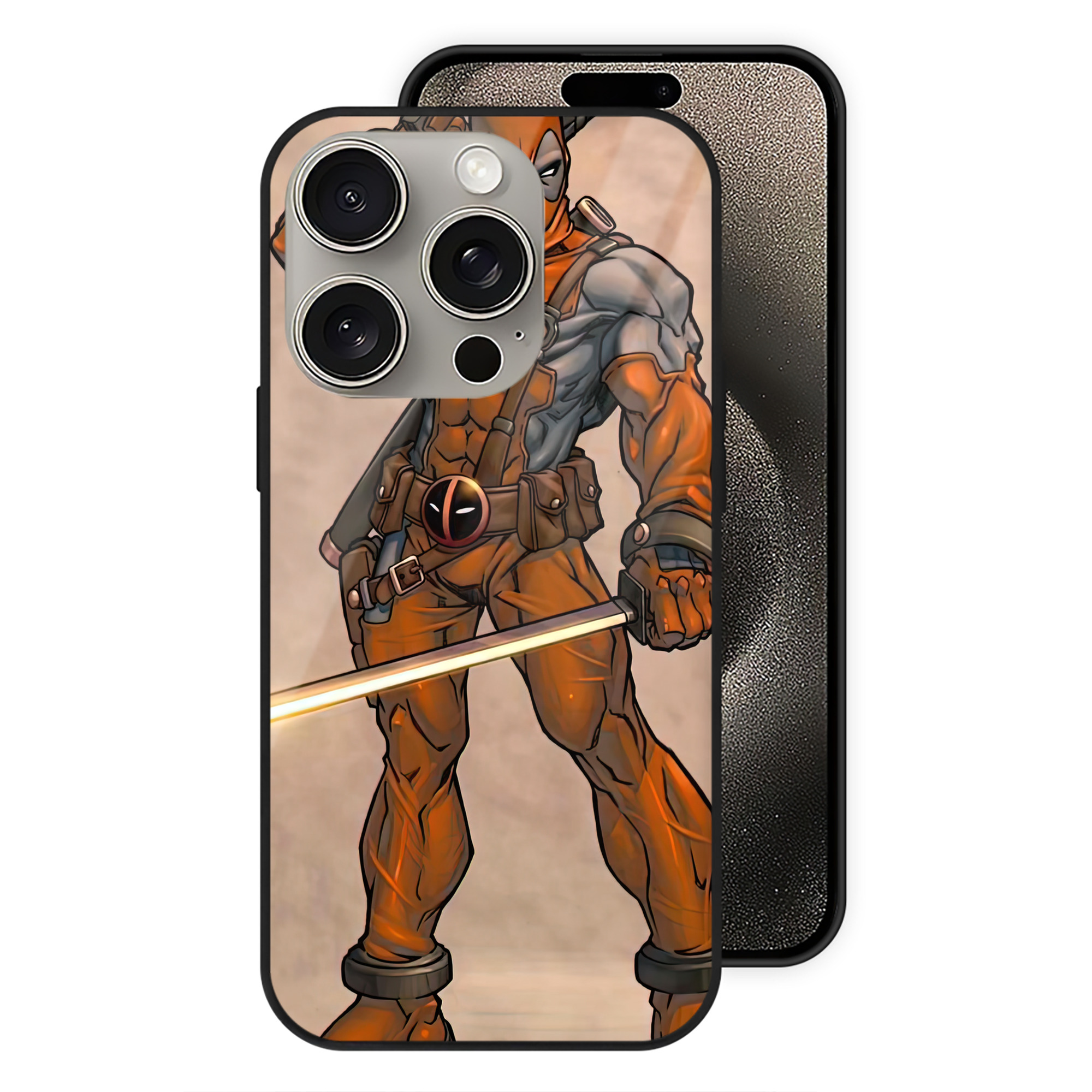（画像用） Deadpool デッドプール 【iPhone15Pro対応】スマホケース 耐衝撃＆黄変防止 背面ガラス