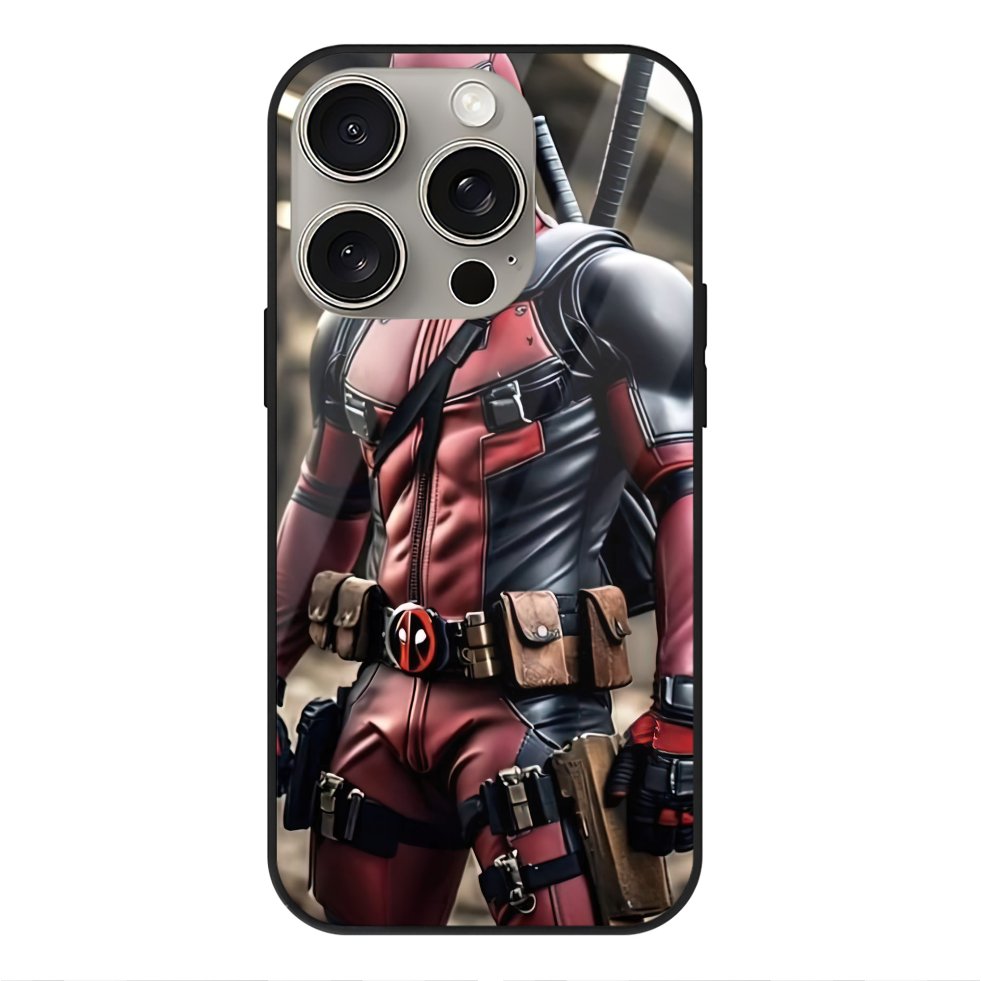 （画像用） Deadpool デッドプール 【iPhone15Pro対応】スマホケース 耐衝撃＆黄変防止 背面ガラス