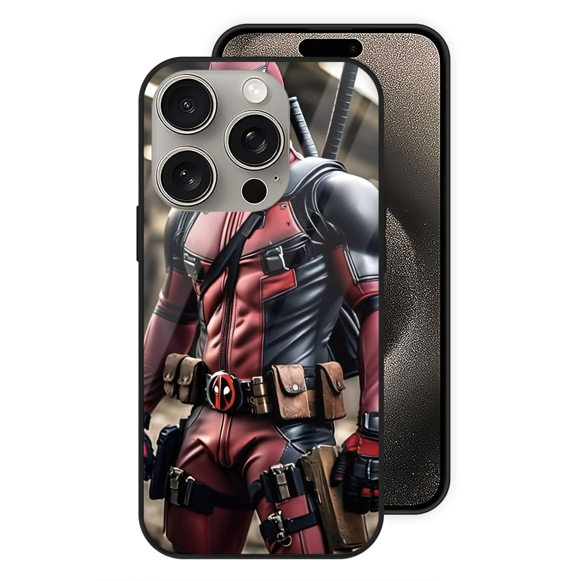 （画像用） Deadpool デッドプール 【iPhone15Pro対応】スマホケース 耐衝撃＆黄変防止 背面ガラス