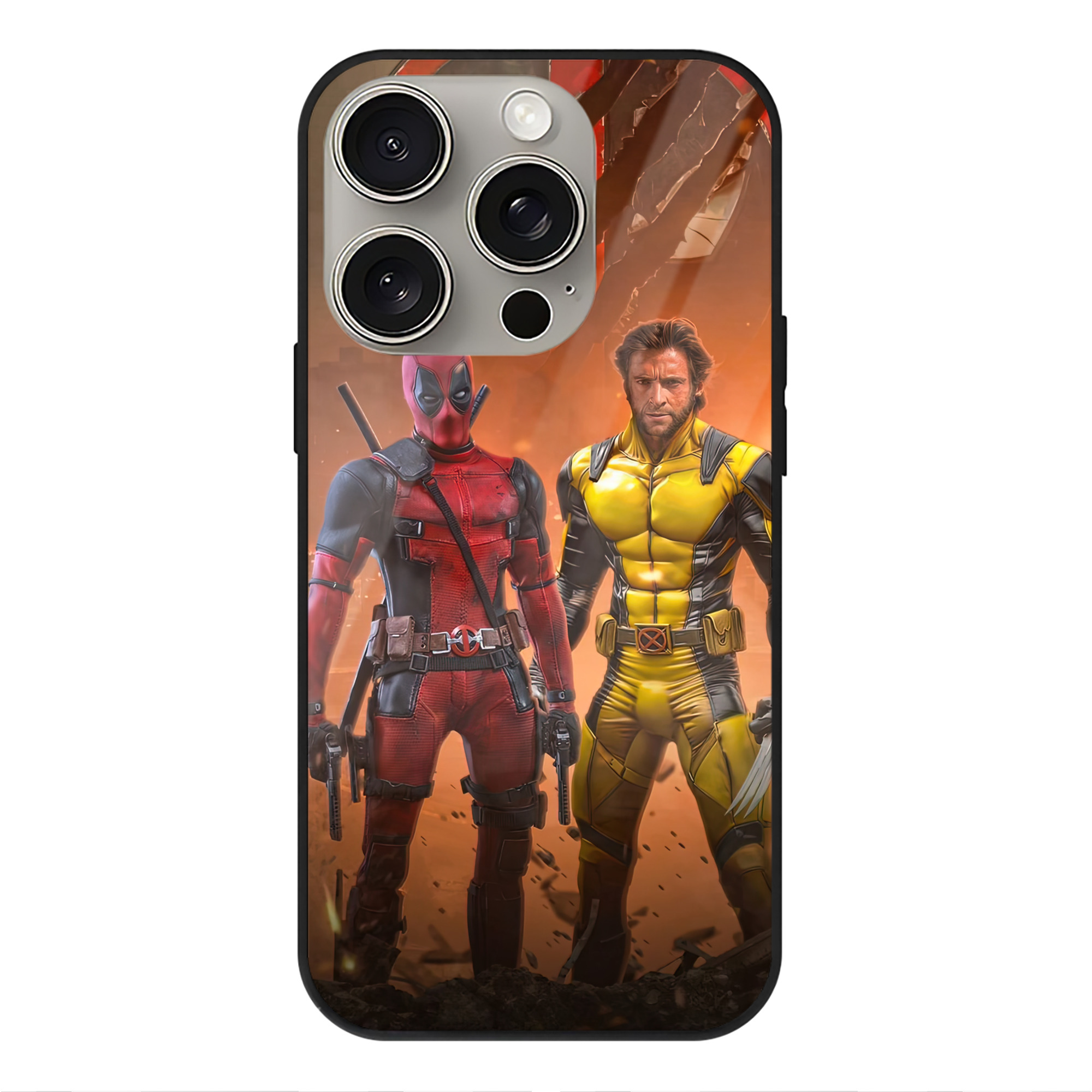 （画像用） Deadpool デッドプール 【iPhone15Pro対応】スマホケース 耐衝撃＆黄変防止 背面ガラス