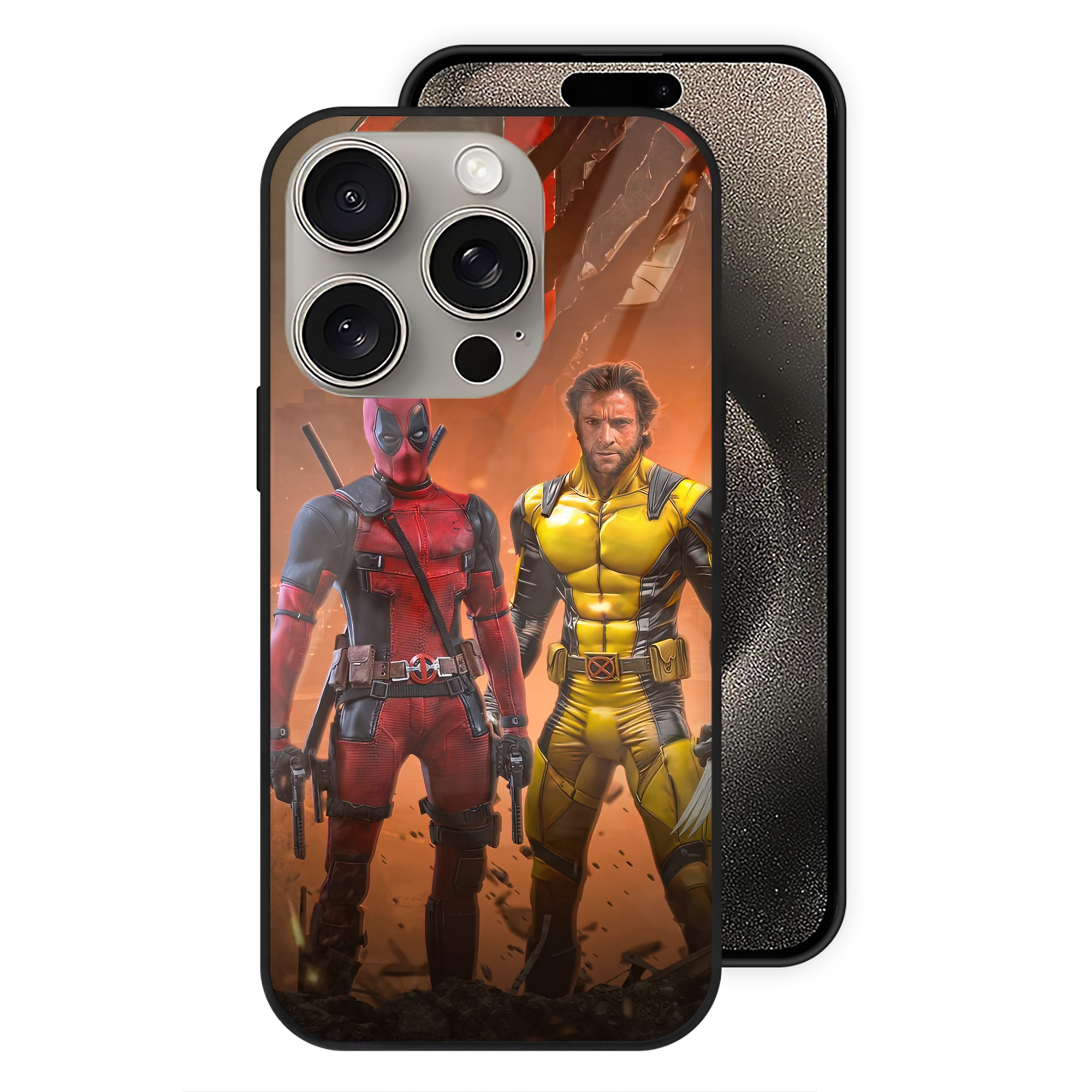 （画像用） Deadpool デッドプール 【iPhone15Pro対応】スマホケース 耐衝撃＆黄変防止 背面ガラス