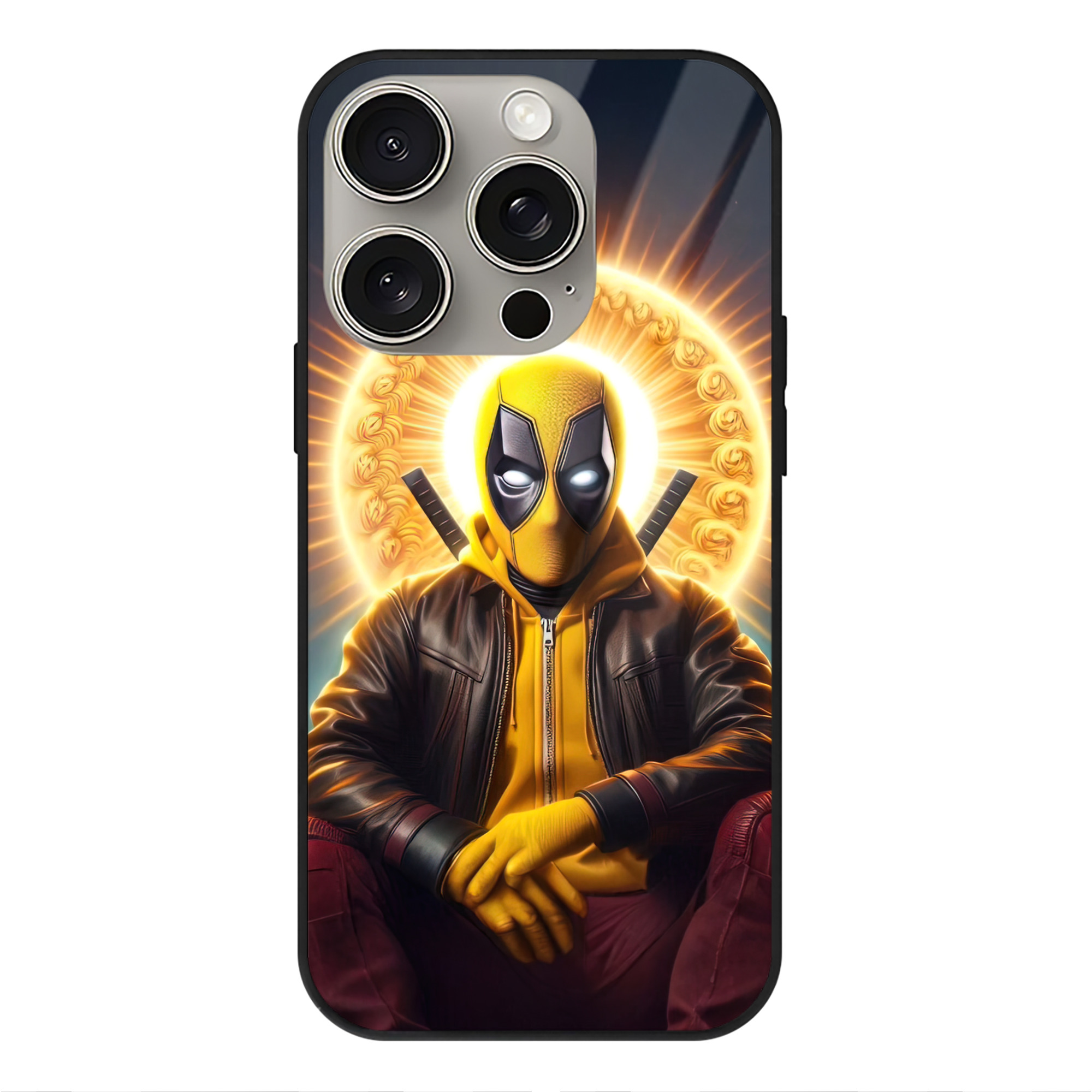 （画像用） Deadpool デッドプール 【iPhone15Pro対応】スマホケース 耐衝撃＆黄変防止 背面ガラス