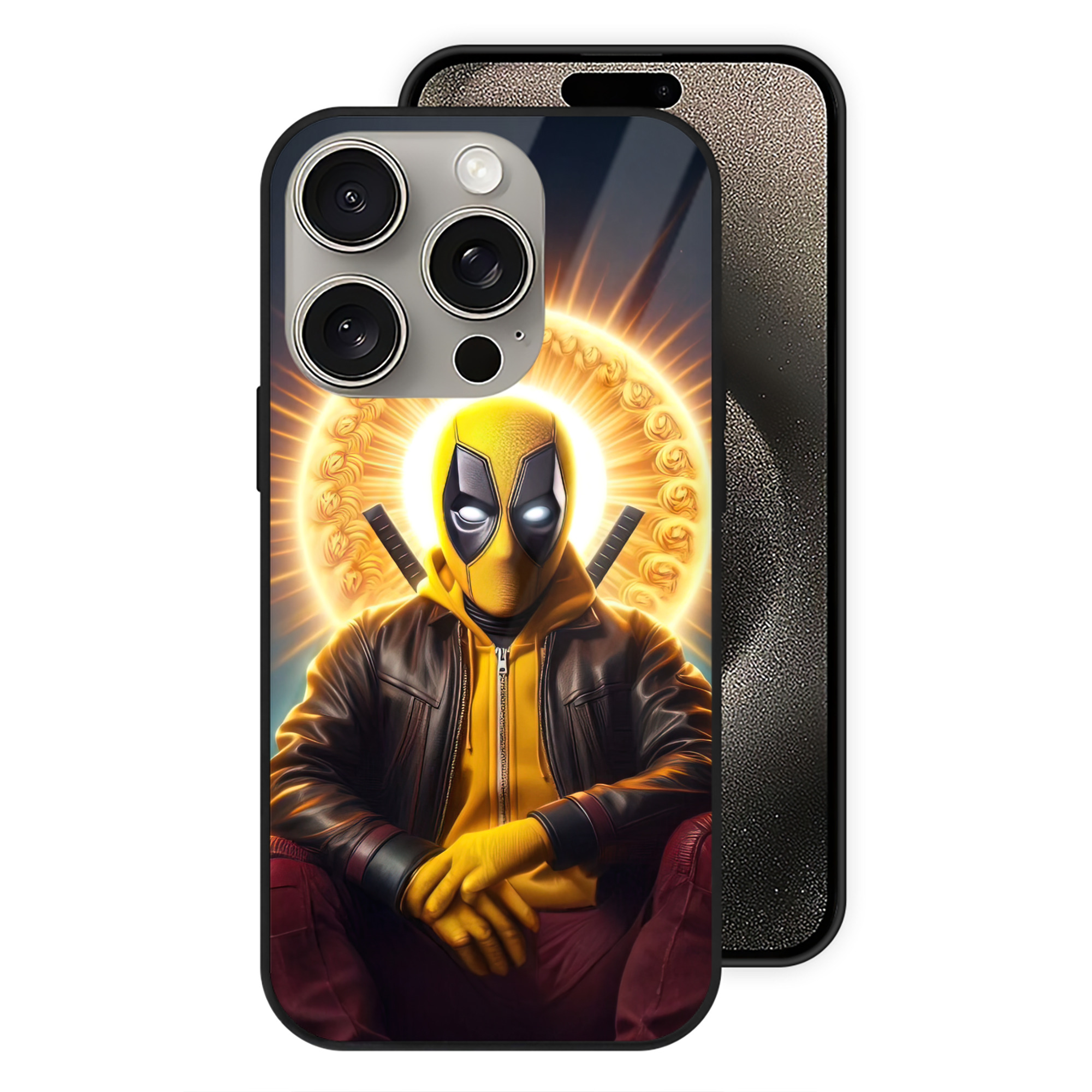 （画像用） Deadpool デッドプール 【iPhone15Pro対応】スマホケース 耐衝撃＆黄変防止 背面ガラス
