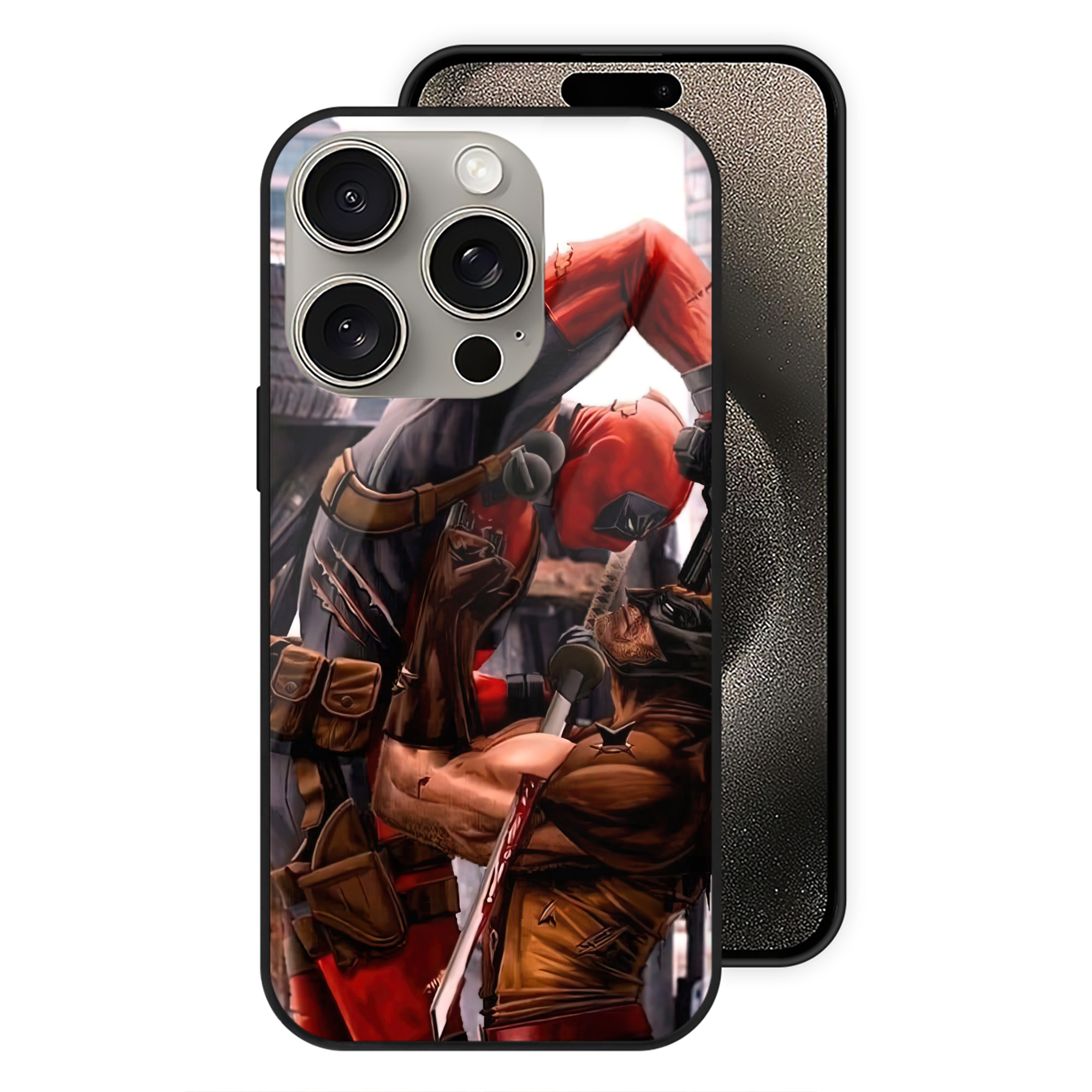 （画像用） Deadpool デッドプール 【iPhone15Pro対応】スマホケース 耐衝撃＆黄変防止 背面ガラス
