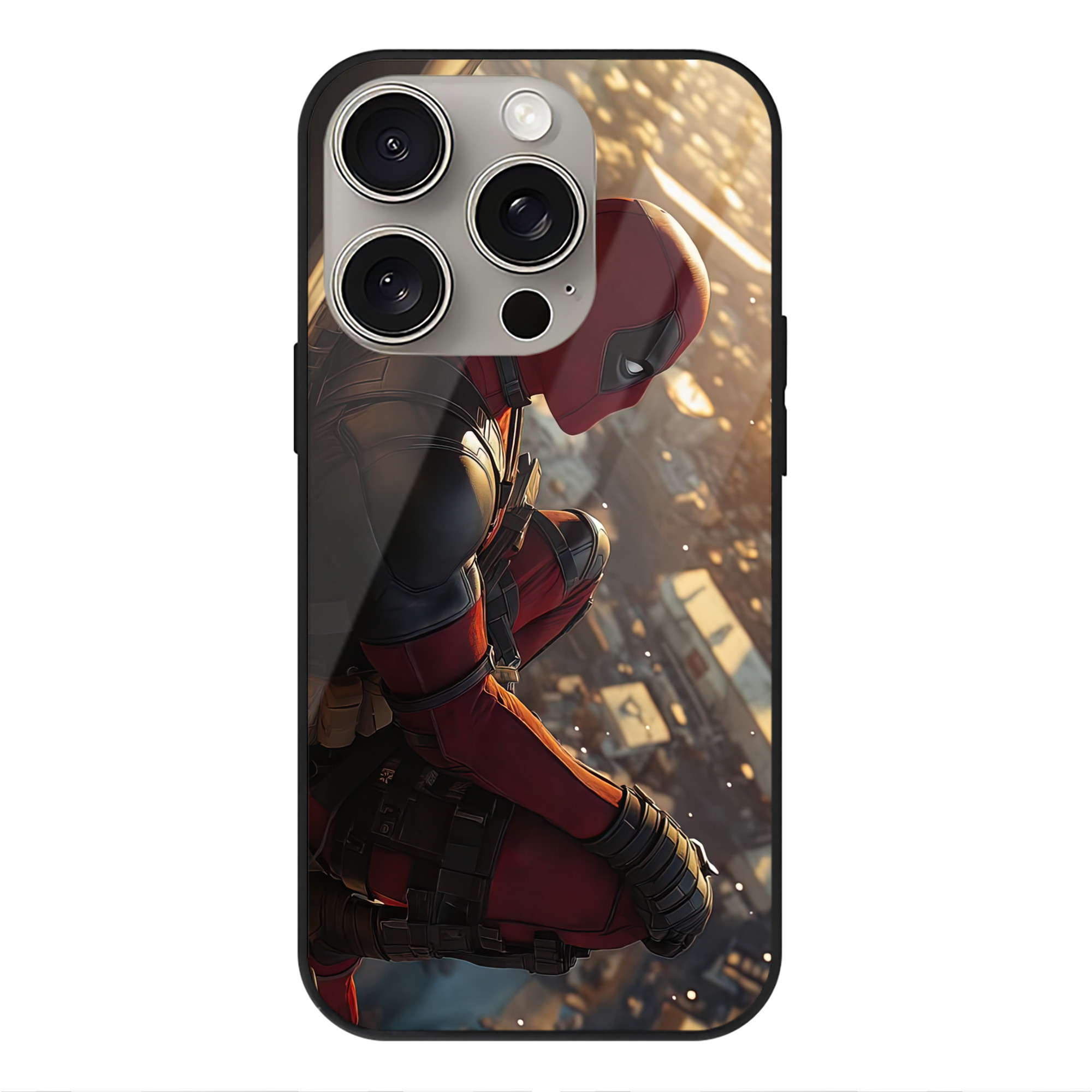 （画像用） Deadpool デッドプール 【iPhone15Pro対応】スマホケース 耐衝撃＆黄変防止 背面ガラス