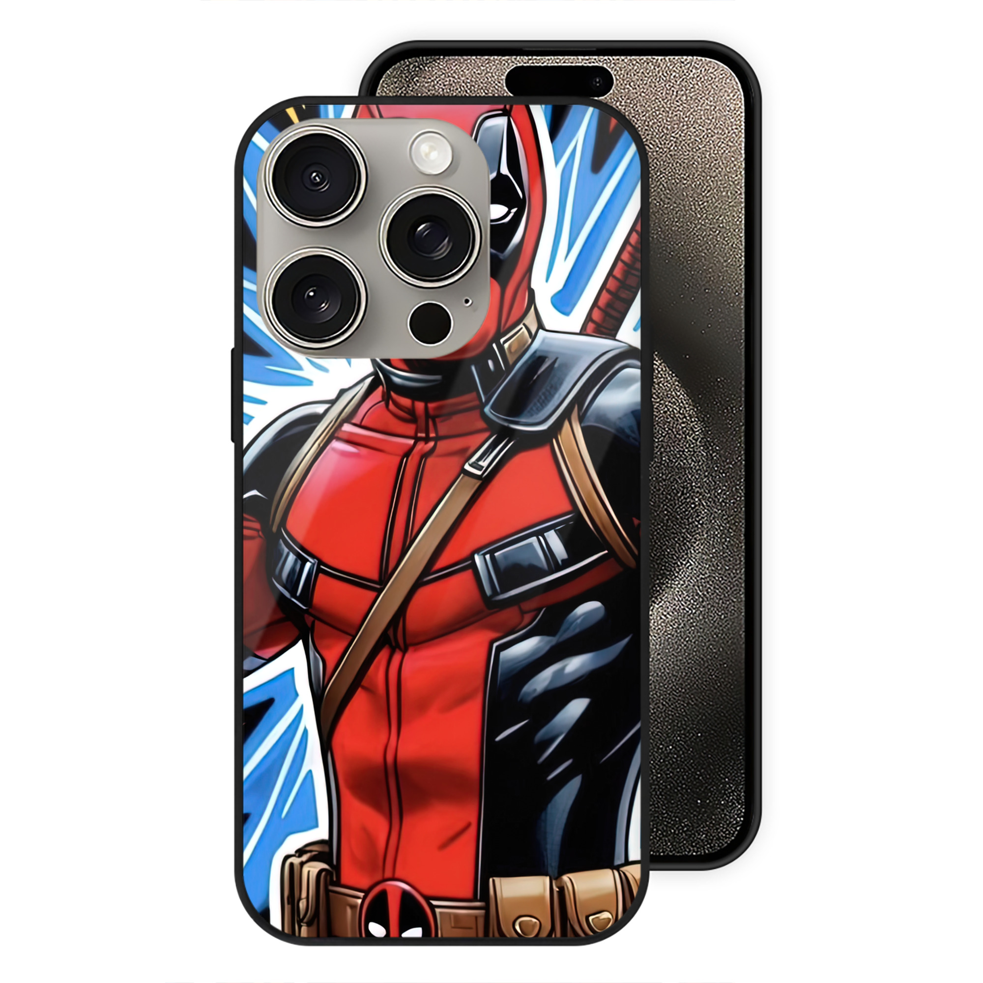 （画像用） Deadpool デッドプール 【iPhone15Pro対応】スマホケース 耐衝撃＆黄変防止 背面ガラス