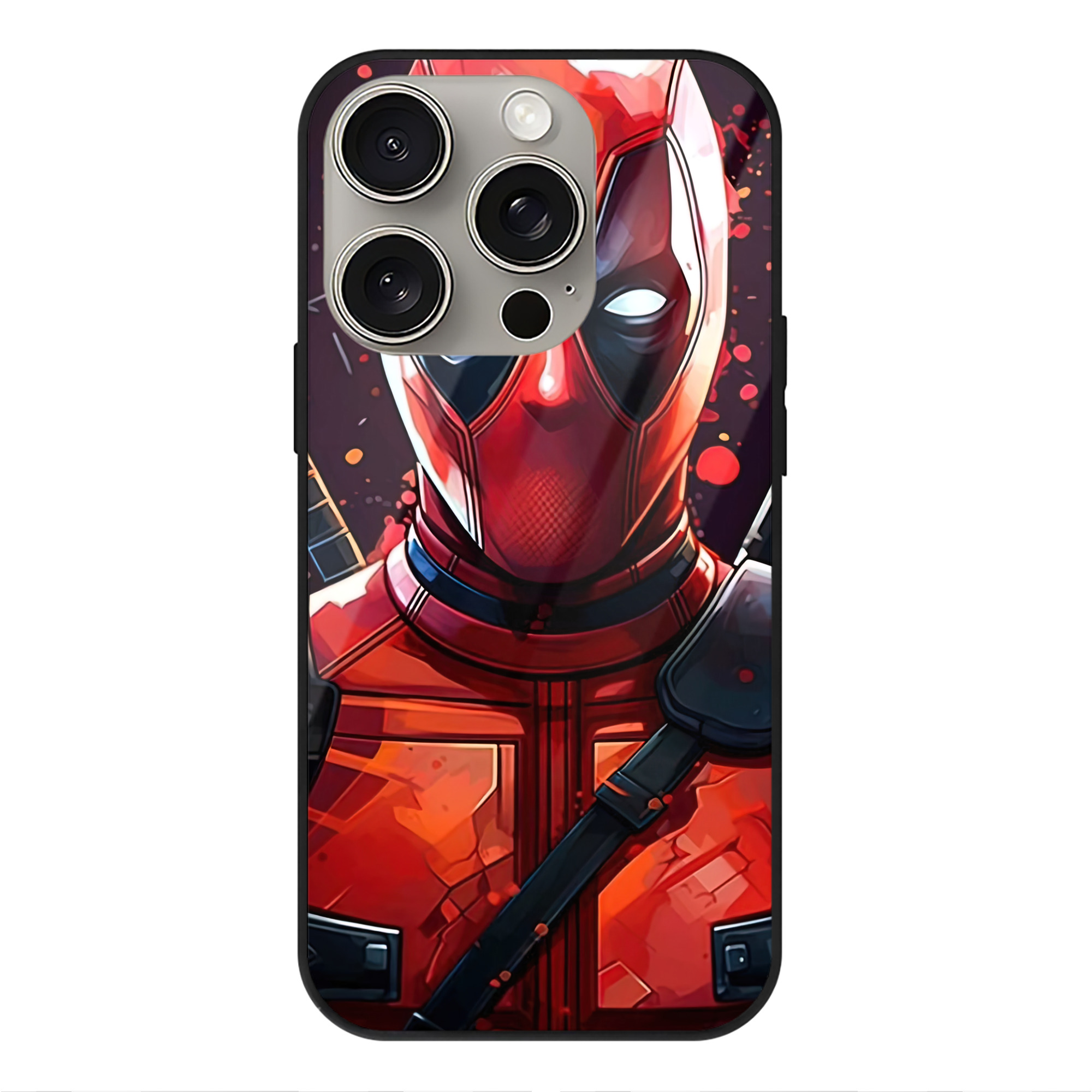 （画像用） Deadpool デッドプール 【iPhone15Pro対応】スマホケース 耐衝撃＆黄変防止 背面ガラス