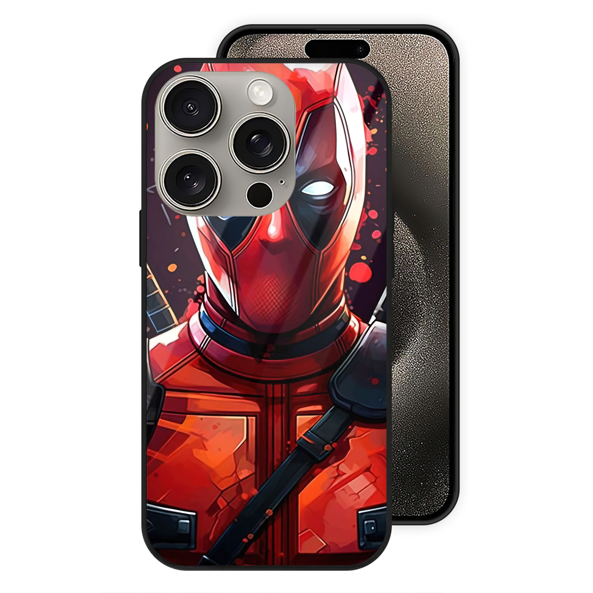 （画像用） Deadpool デッドプール 【iPhone15Pro対応】スマホケース 耐衝撃＆黄変防止 背面ガラス