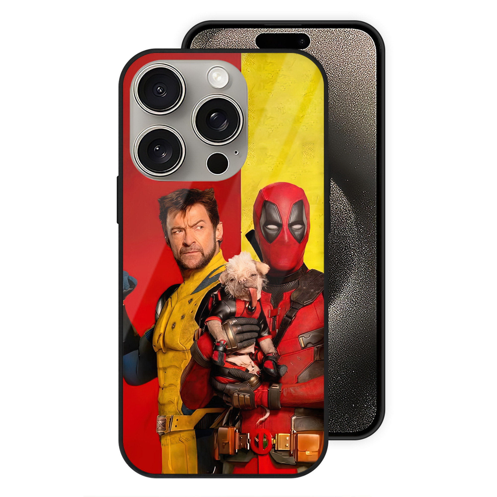 （画像用） Deadpool デッドプール 【iPhone15Pro対応】スマホケース 耐衝撃＆黄変防止 背面ガラス