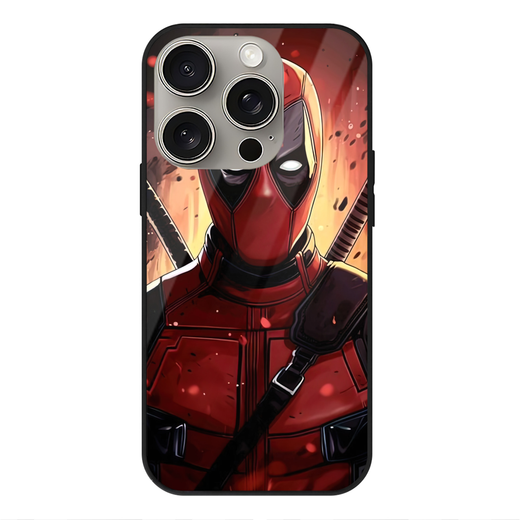 （画像用） Deadpool デッドプール 【iPhone15Pro対応】スマホケース 耐衝撃＆黄変防止 背面ガラス