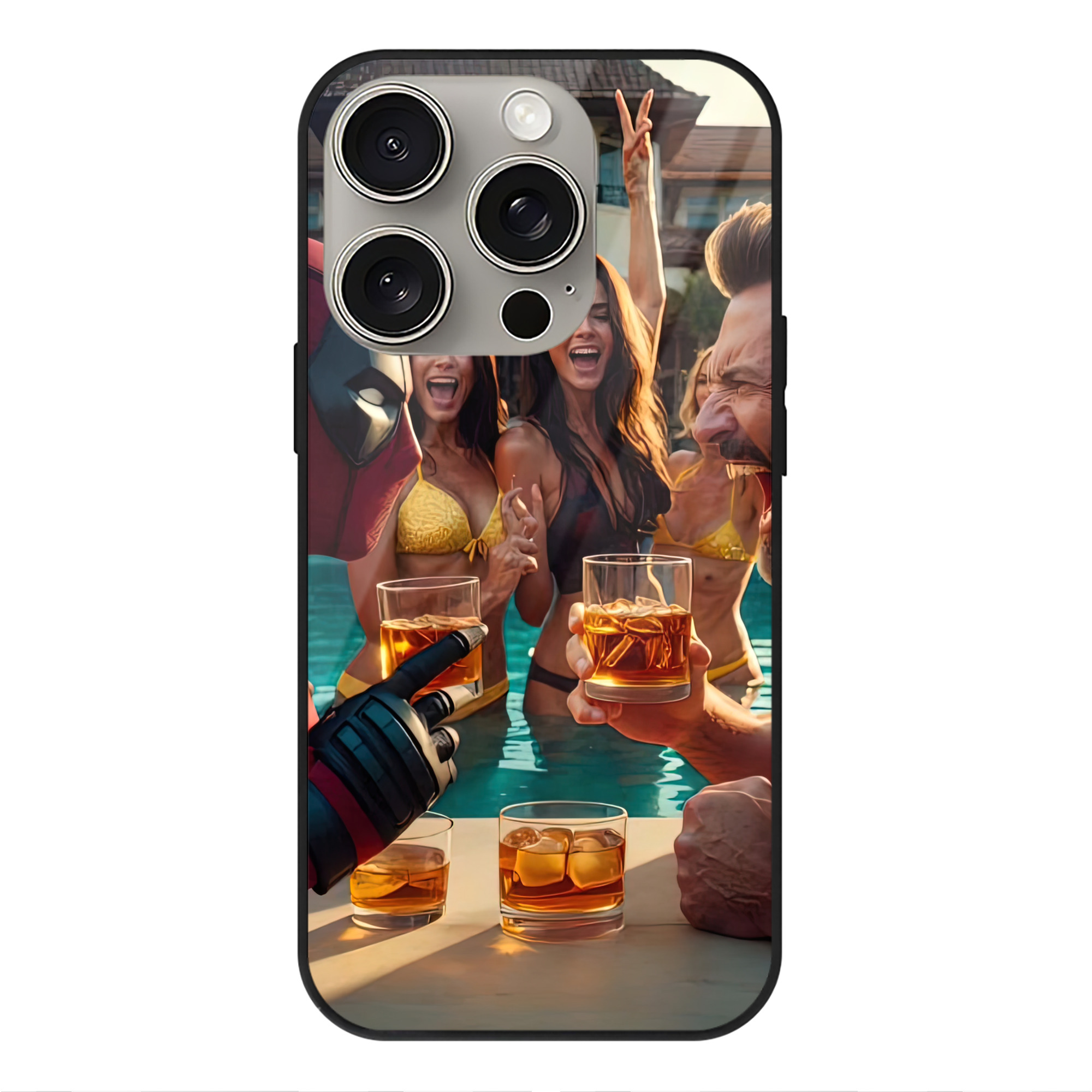 （画像用） Deadpool デッドプール 【iPhone15Pro対応】スマホケース 耐衝撃＆黄変防止 背面ガラス