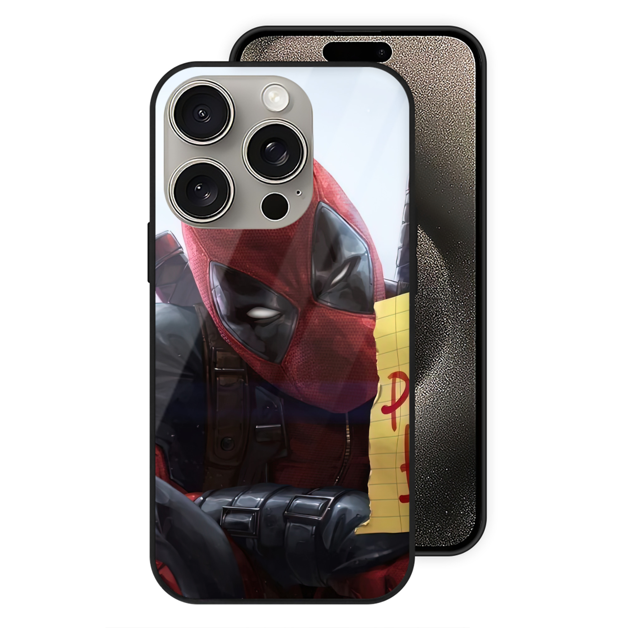 （画像用） Deadpool デッドプール 【iPhone15Pro対応】スマホケース 耐衝撃＆黄変防止 背面ガラス