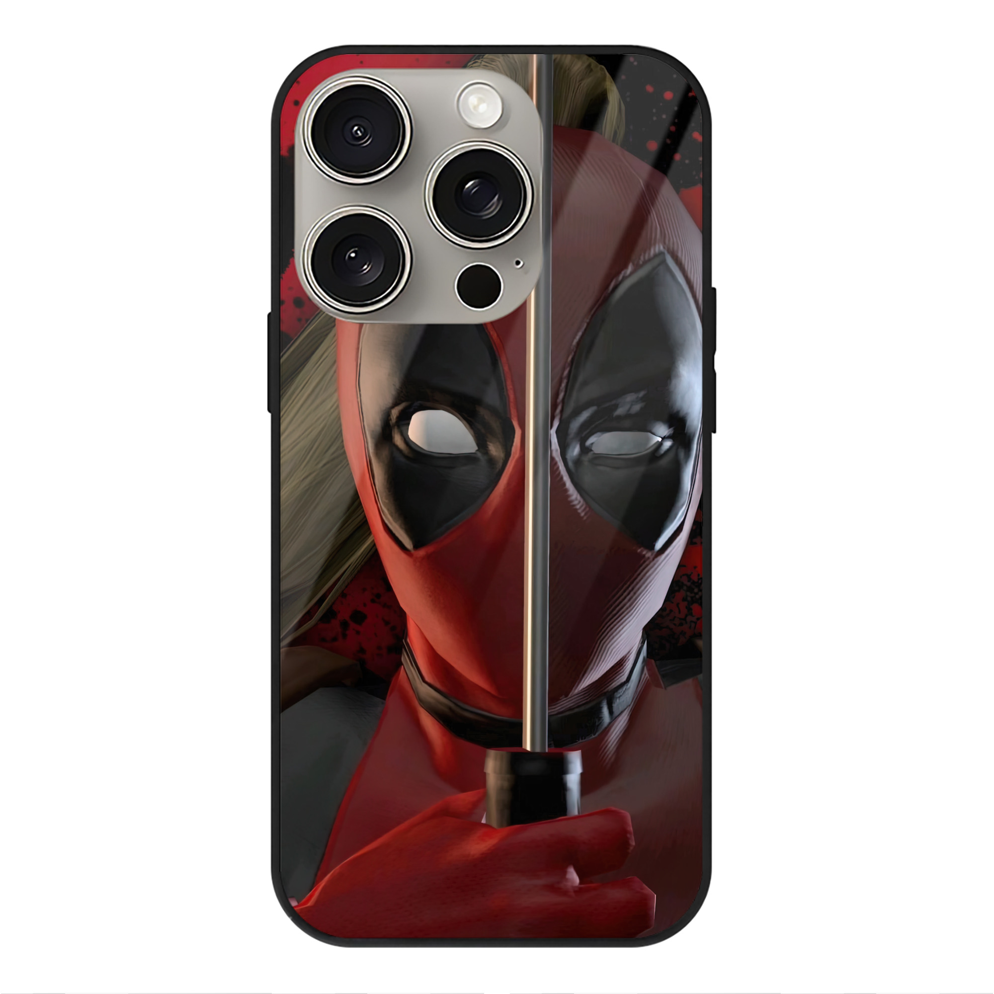 （画像用） Deadpool デッドプール 【iPhone15Pro対応】スマホケース 耐衝撃＆黄変防止 背面ガラス