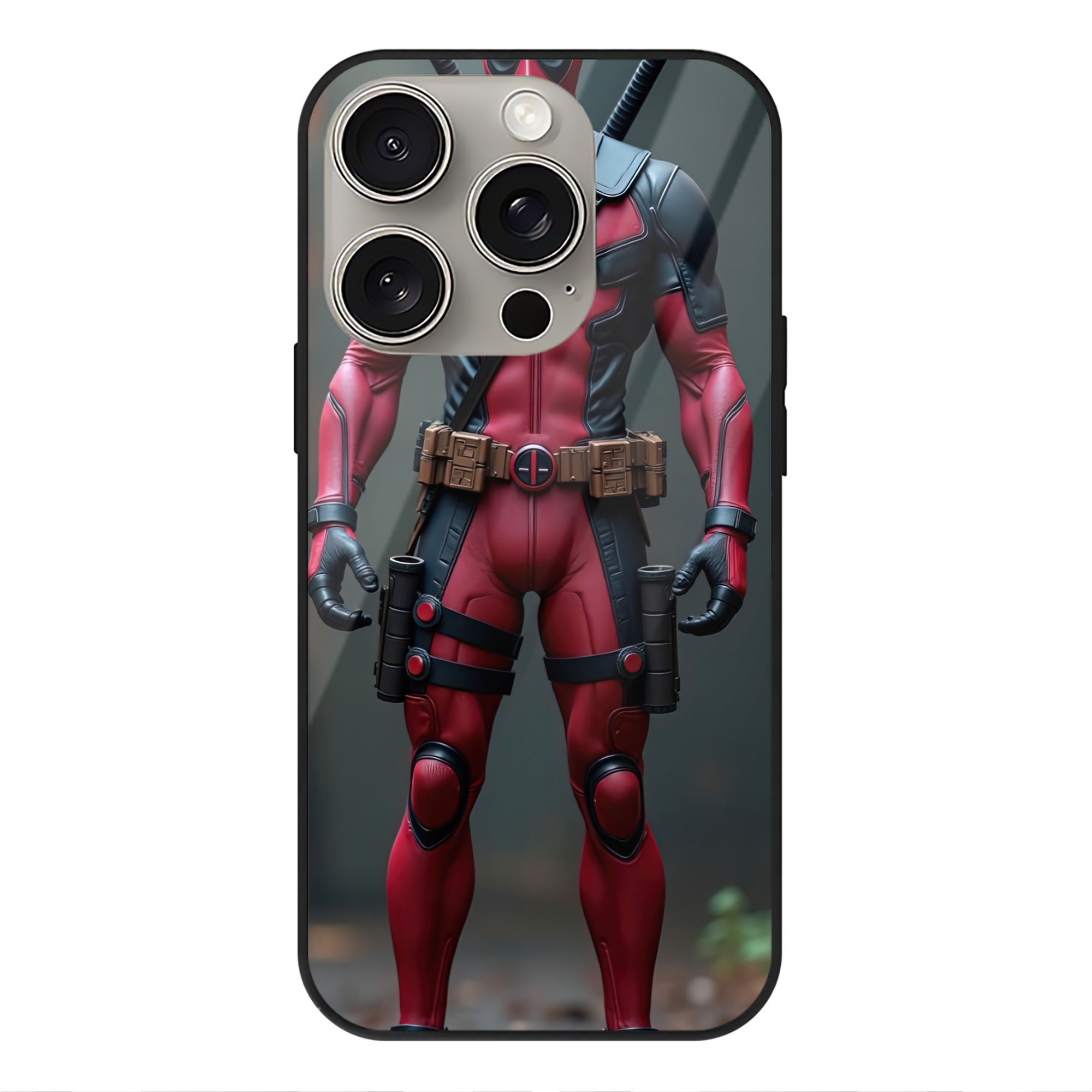 （画像用） Deadpool デッドプール 【iPhone15Pro対応】スマホケース 耐衝撃＆黄変防止 背面ガラス