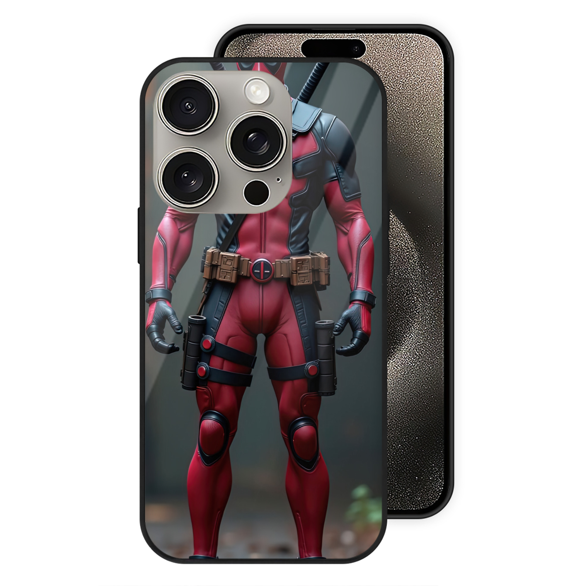 （画像用） Deadpool デッドプール 【iPhone15Pro対応】スマホケース 耐衝撃＆黄変防止 背面ガラス