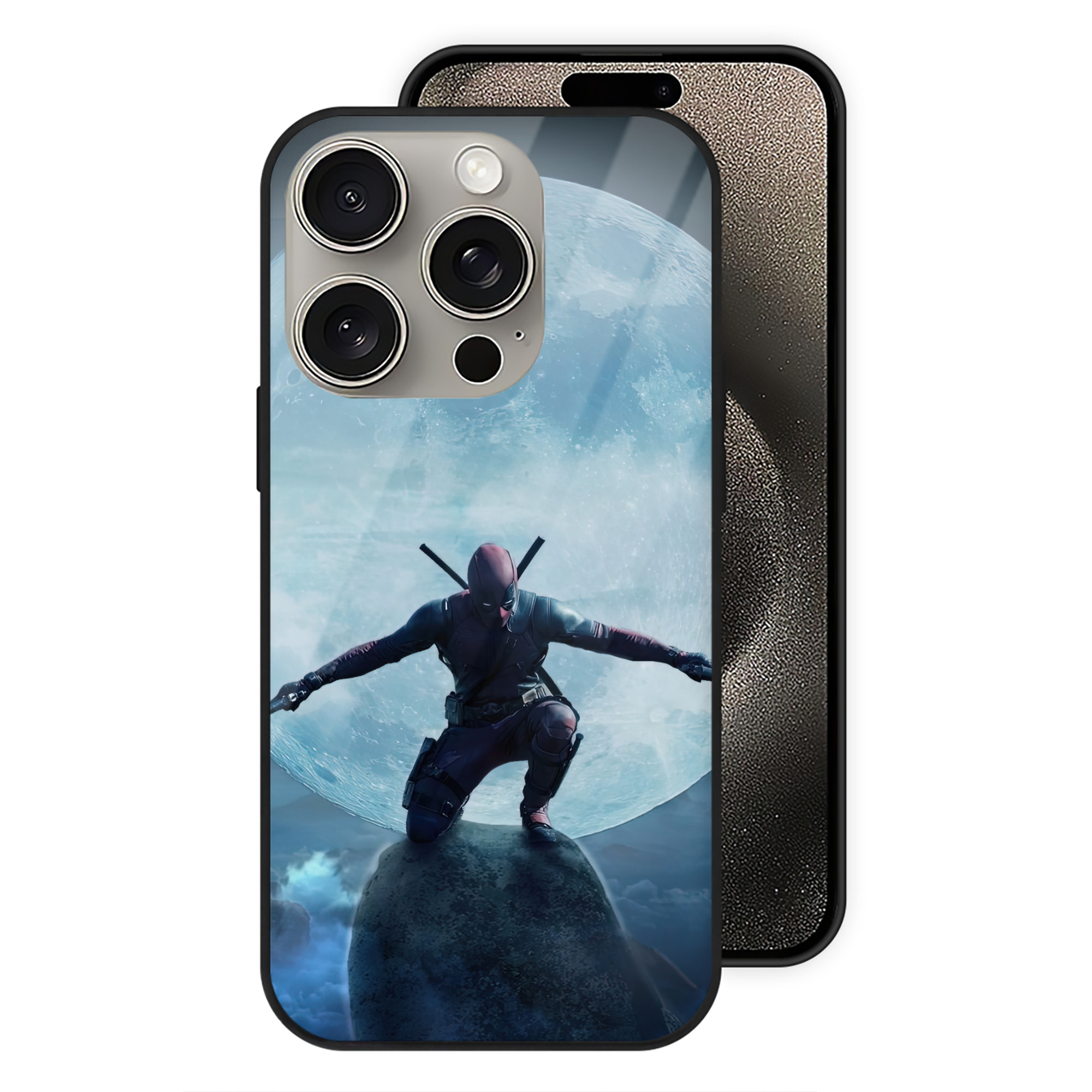 （画像用） Deadpool デッドプール 【iPhone15Pro対応】スマホケース 耐衝撃＆黄変防止 背面ガラス