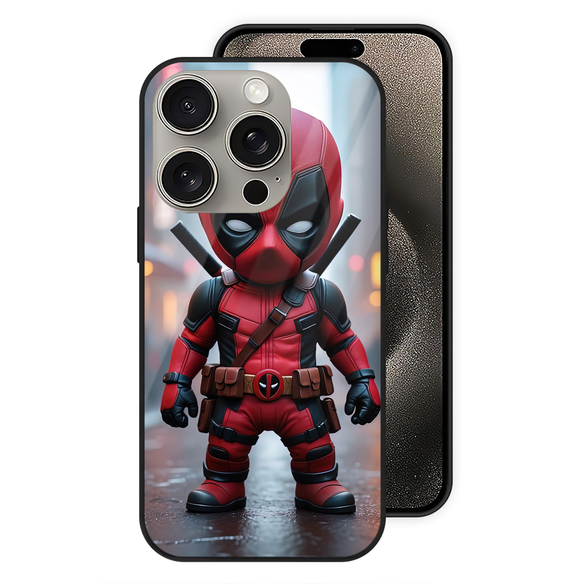 （画像用） Deadpool デッドプール 【iPhone15Pro対応】スマホケース 耐衝撃＆黄変防止 背面ガラス