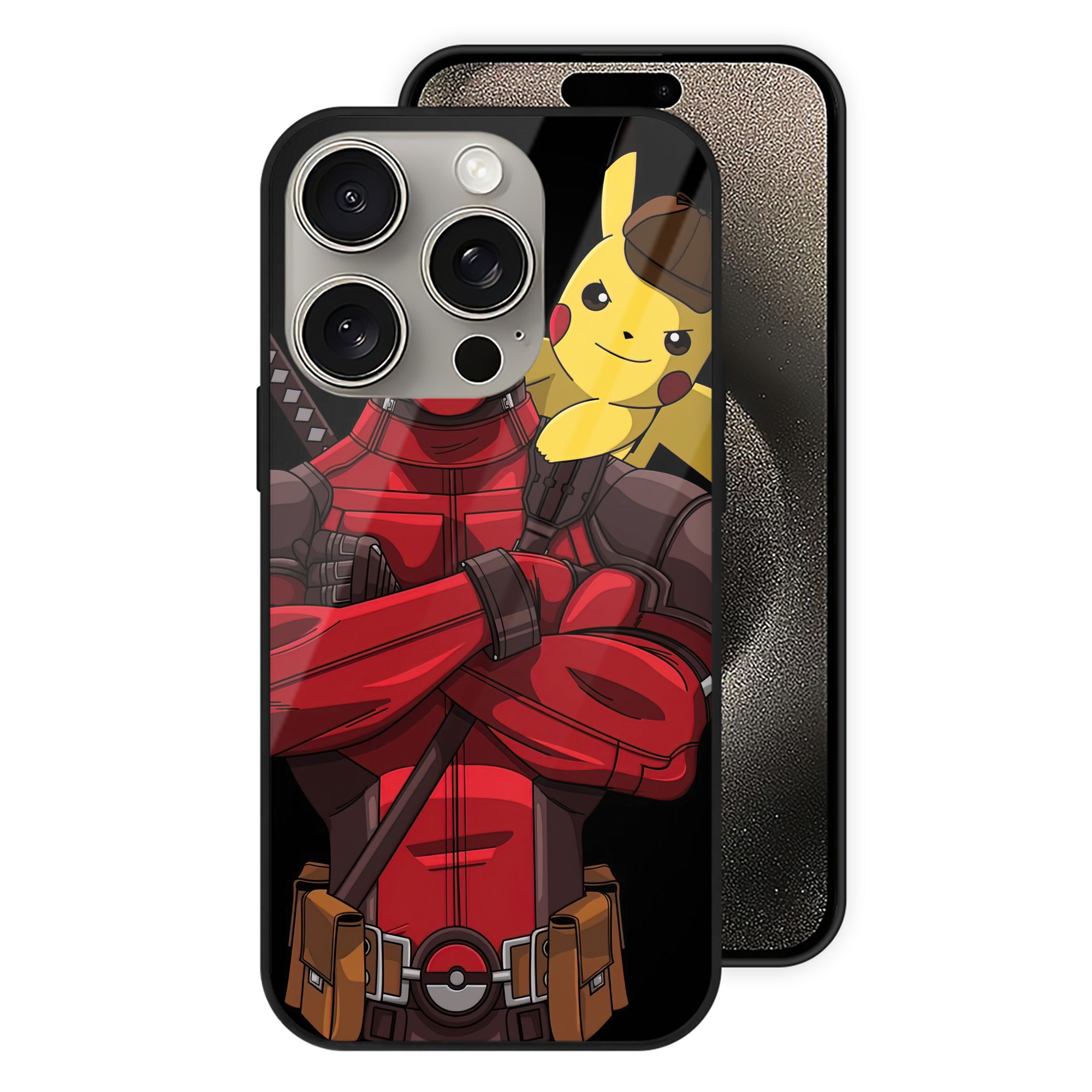 （画像用） Deadpool デッドプール 【iPhone15Pro対応】スマホケース 耐衝撃＆黄変防止 背面ガラス