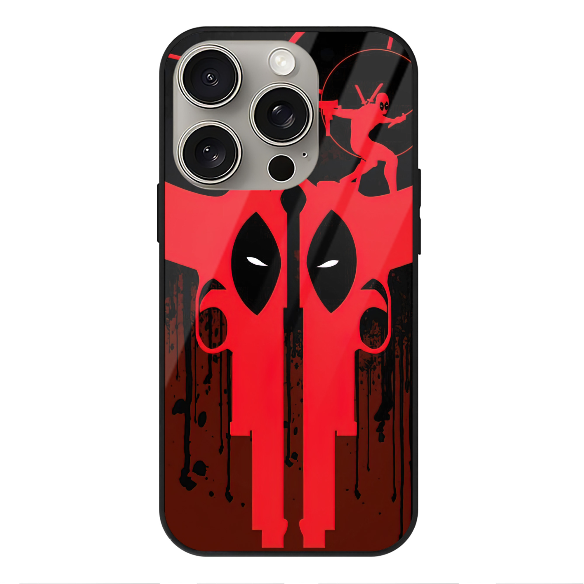 （画像用） Deadpool デッドプール 【iPhone15Pro対応】スマホケース 耐衝撃＆黄変防止 背面ガラス
